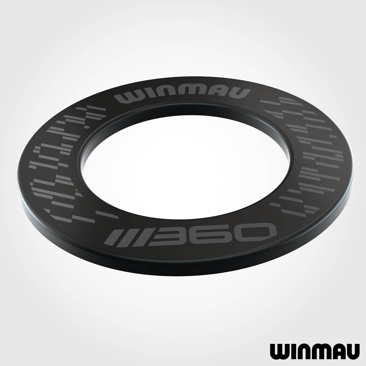 Black Winmau 360 dartboard surround, angled view