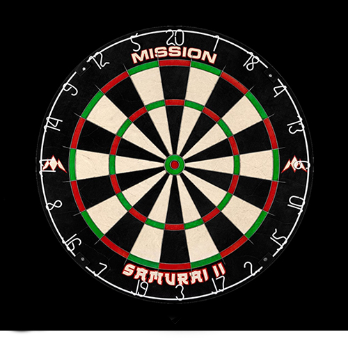 Mission dartboard on black background