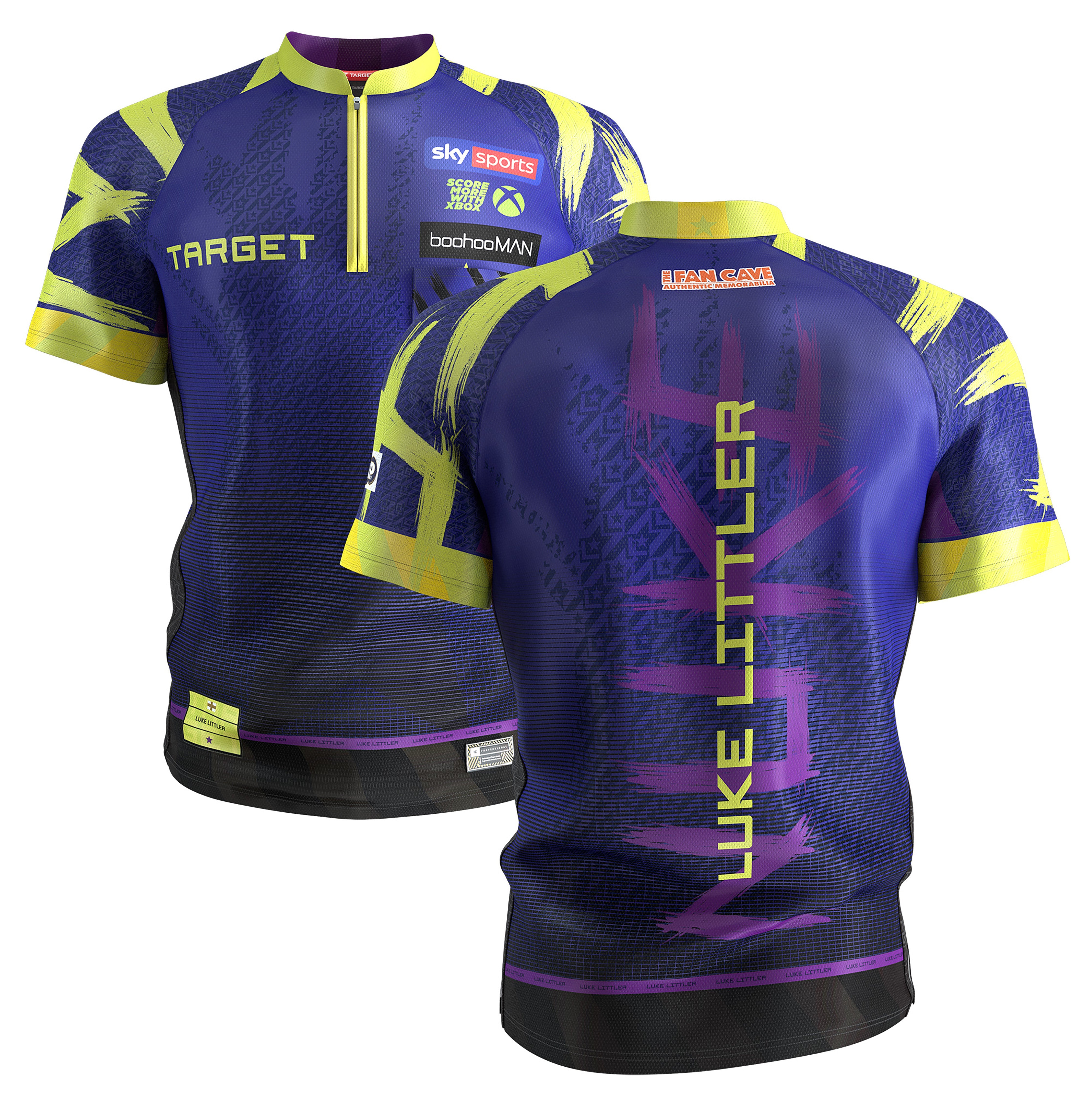 luke littler darts shirt target official player darts shirts breathable performance dart shirt purple yellow design