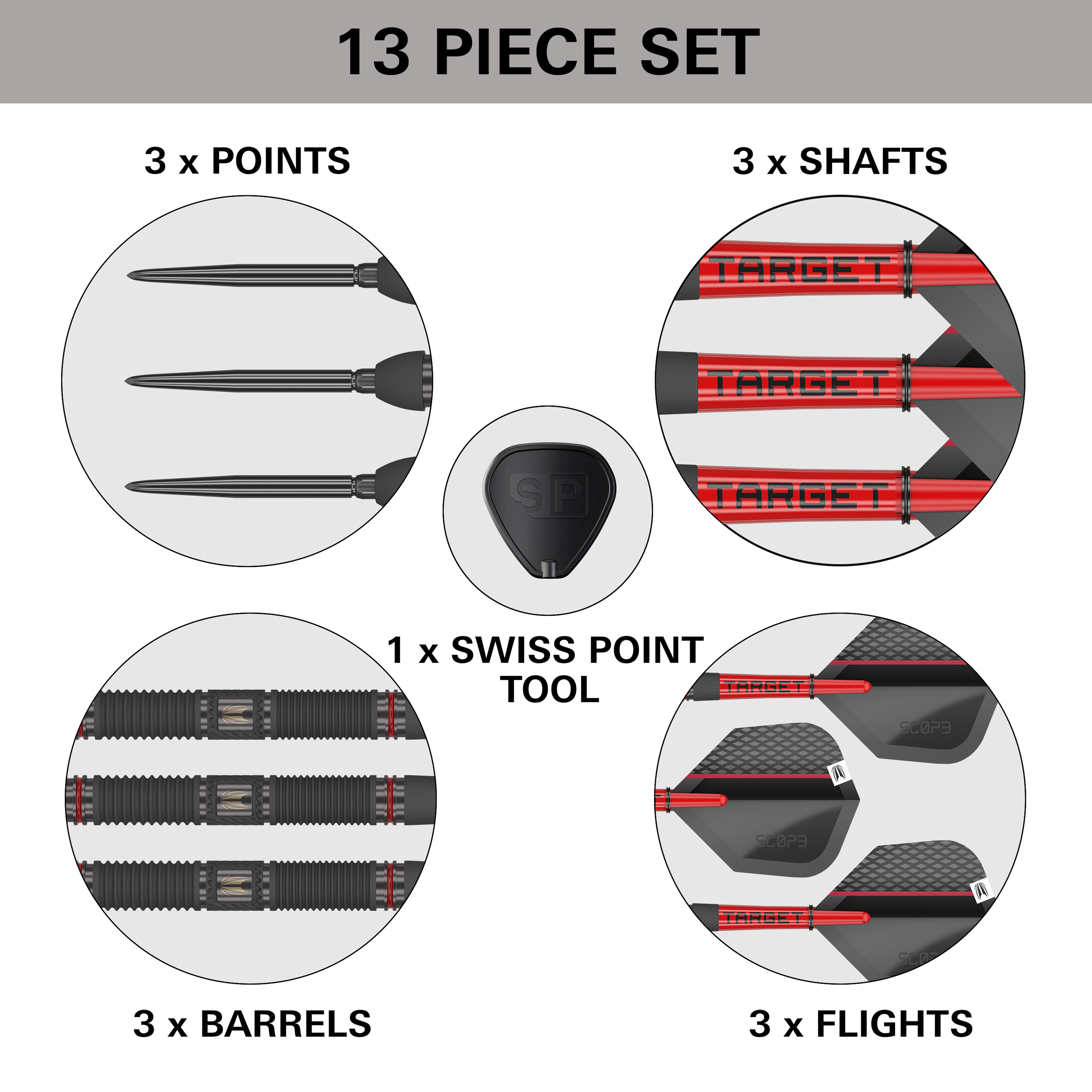 Target Scope 03 SP Steel Tip Darts Set 2024 - 90% Tungsten - 21g 23g 25g