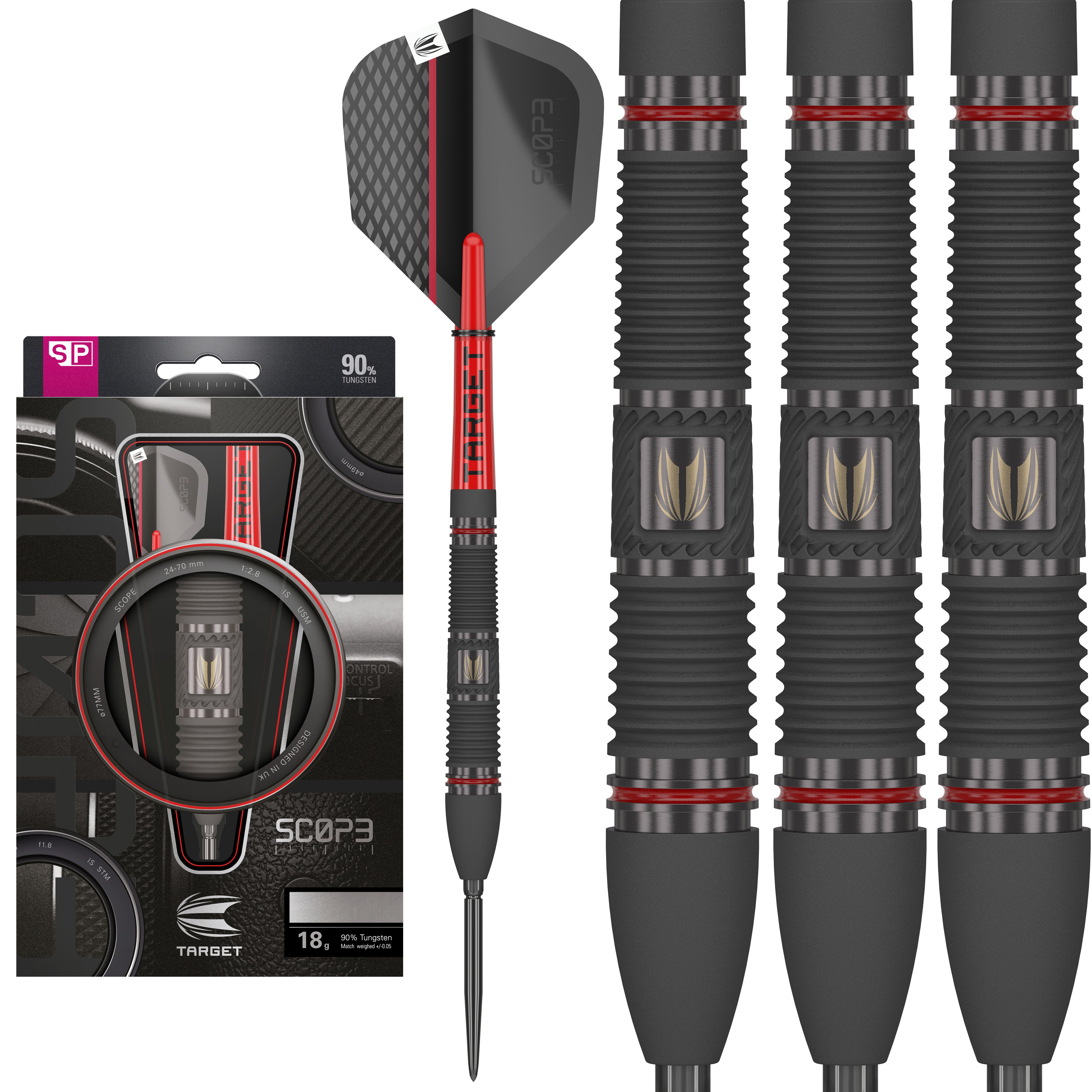Target Scope 02 SP Steel Tip Darts Set 2024 - 90% Tungsten - 23g 24g 25g