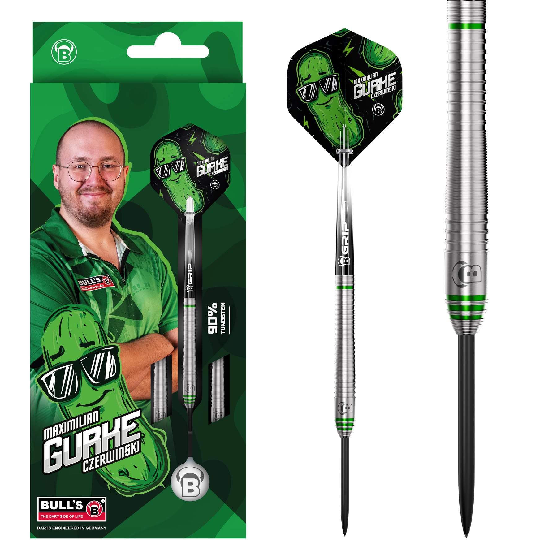 BULL'S Max "Gurke" Czerwinski - 90% Tungsten Steel Tip Darts - 23g 25g