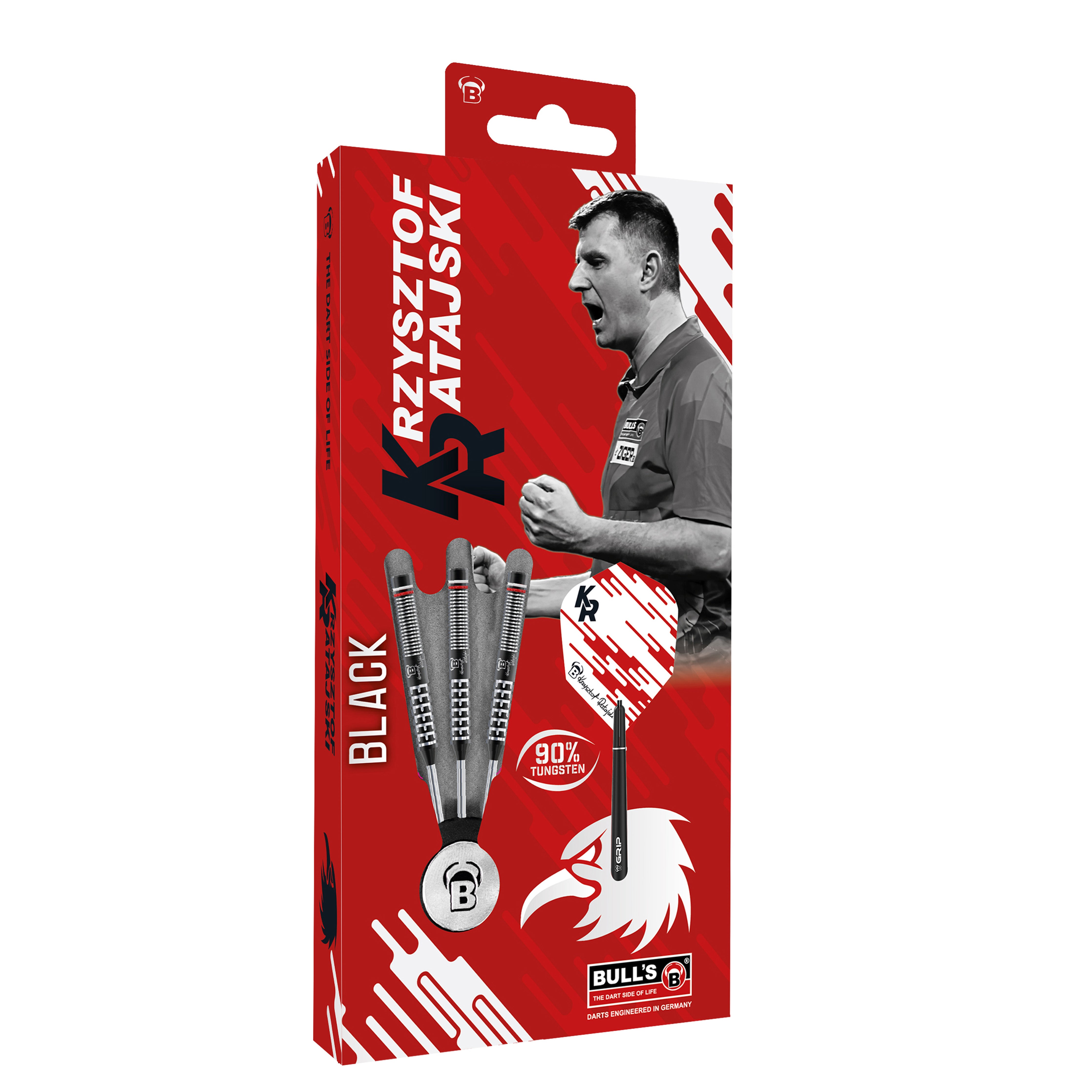 BULL'S Krzysztof Ratajski Gen 2 Black Edition Steel Tip Darts - 90% Tungsten - 22g 24g 26g