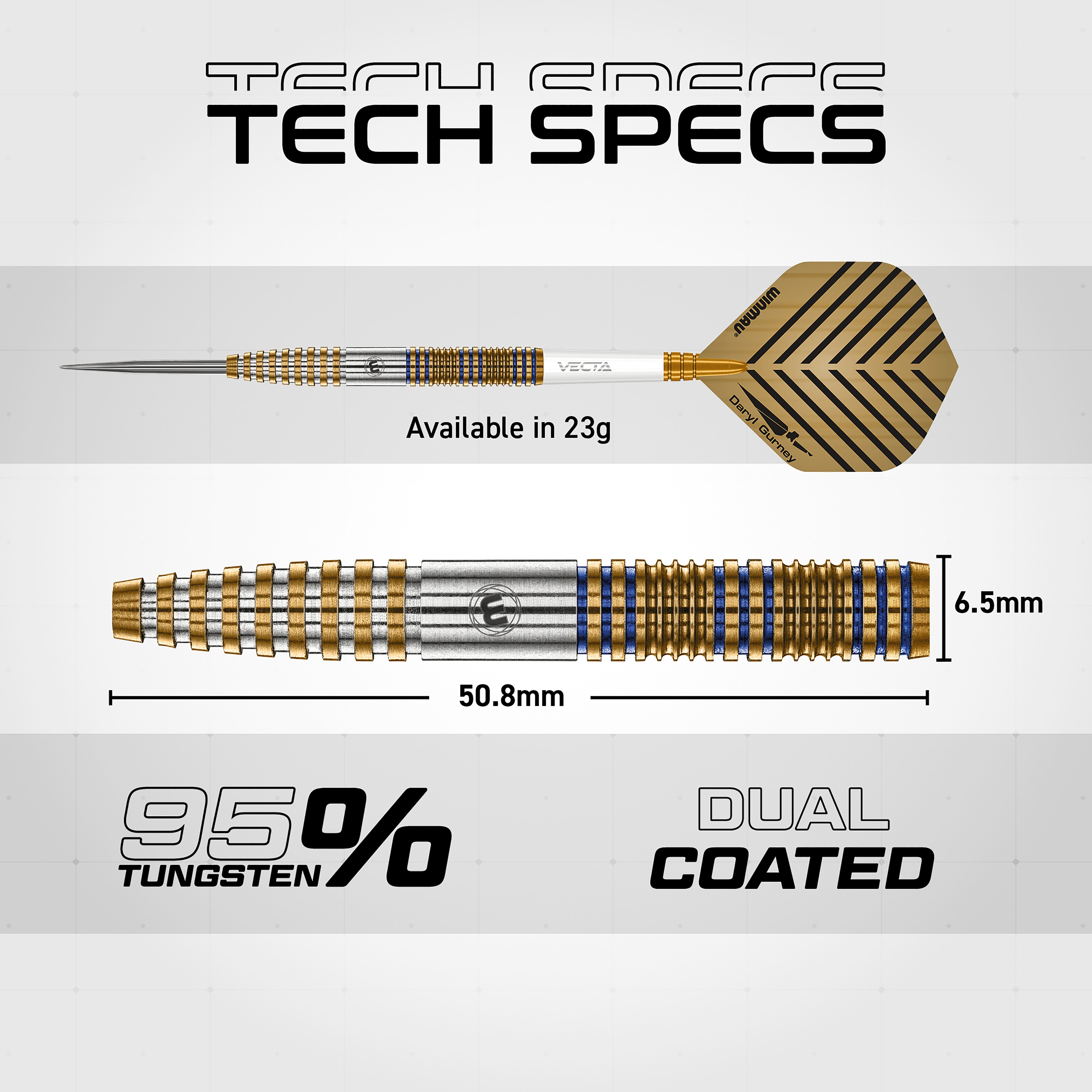 Winmau Daryl 'Super Chin' Gurney -Signature Edition - 95% Tungsten Darts - 23g