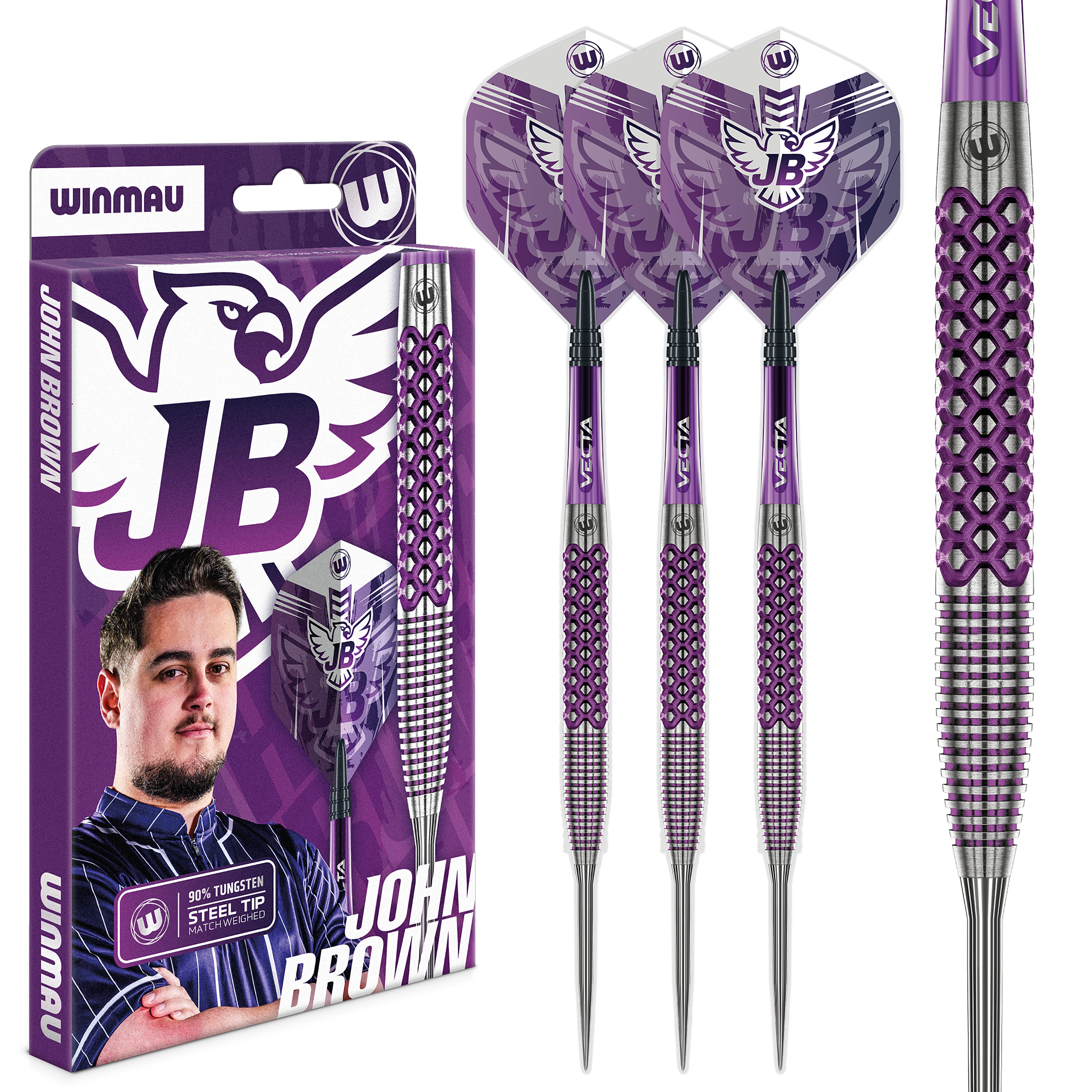 Winmau John Brown - Signature Edition - 90% Tungsten Darts - 22g