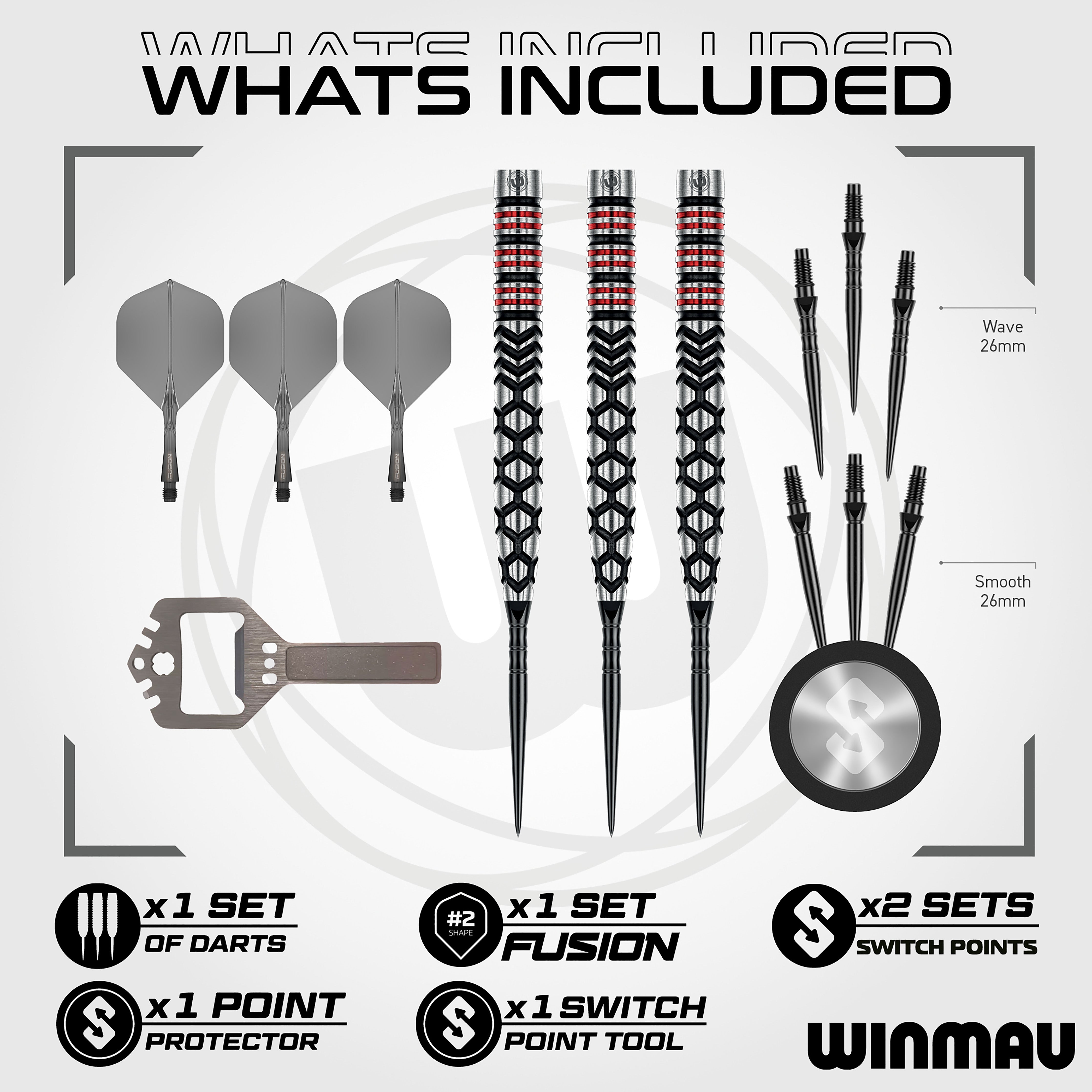 Winmau Fornax Tapered - 90% Tungsten Darts - Switch Point System - 21g 23g