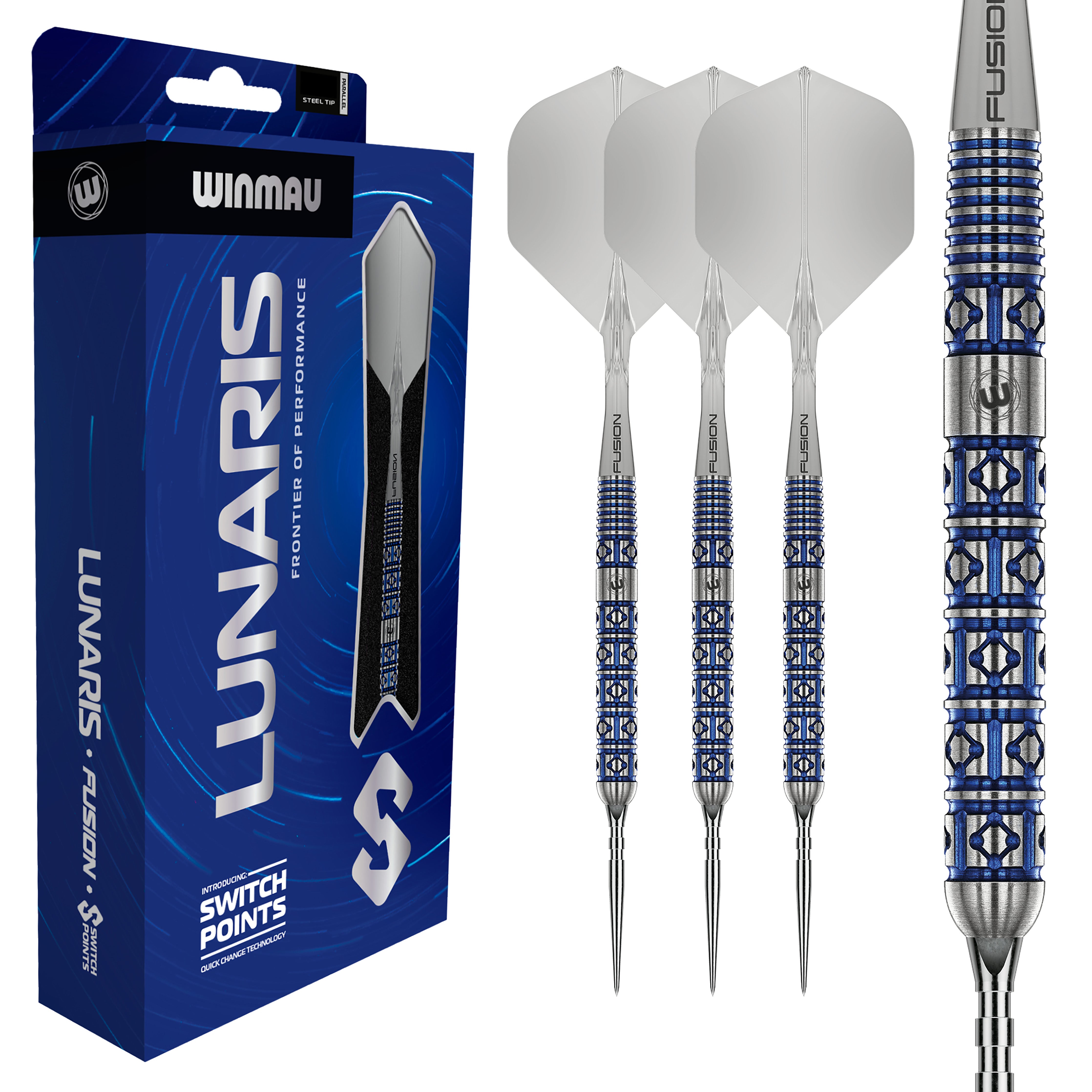 Winmau Lunaris Parallel - 90% Tungsten Darts - Switch Point System - 23g 25g