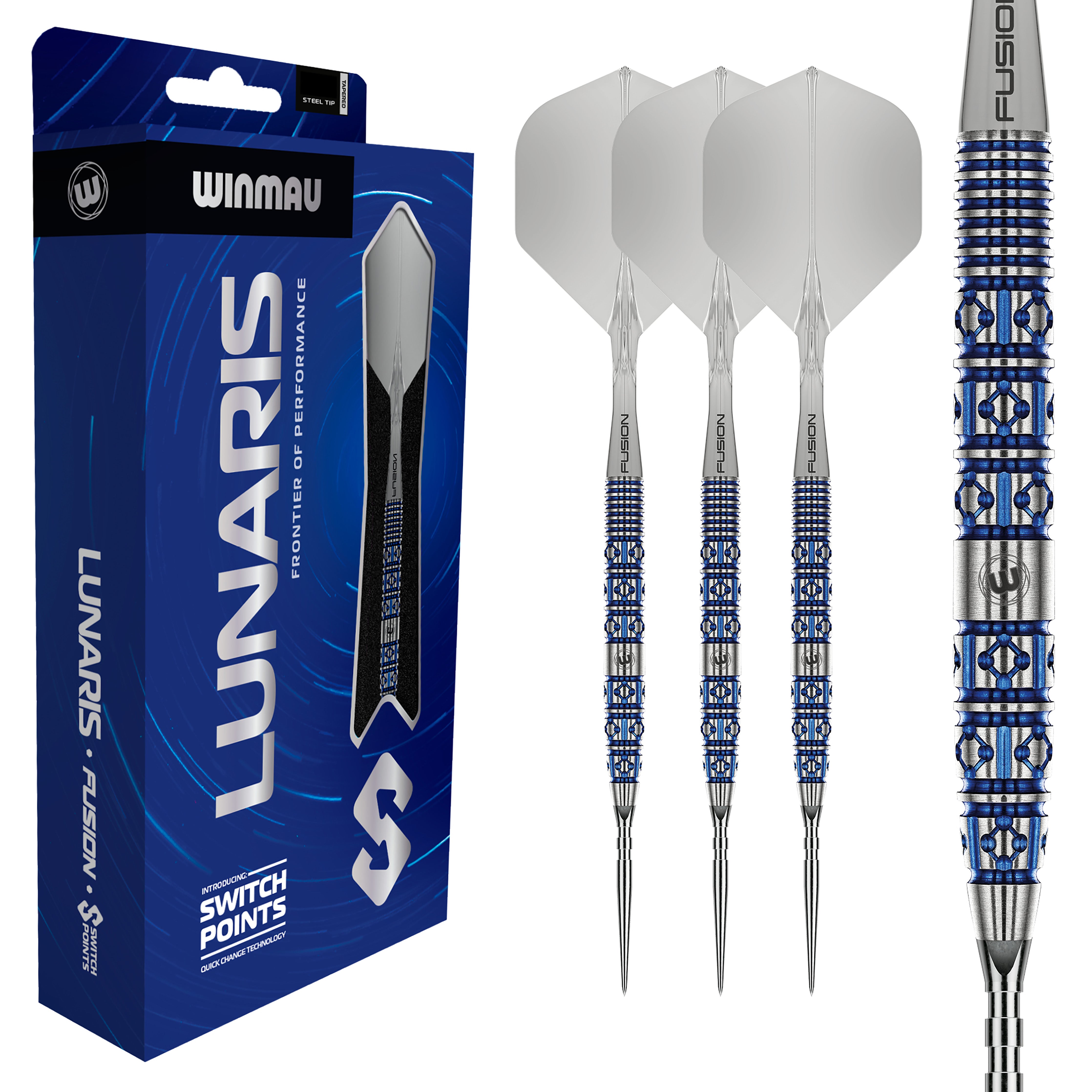 Winmau Lunaris Tapered - 90% Tungsten Darts - Switch Point System - 22g 24g
