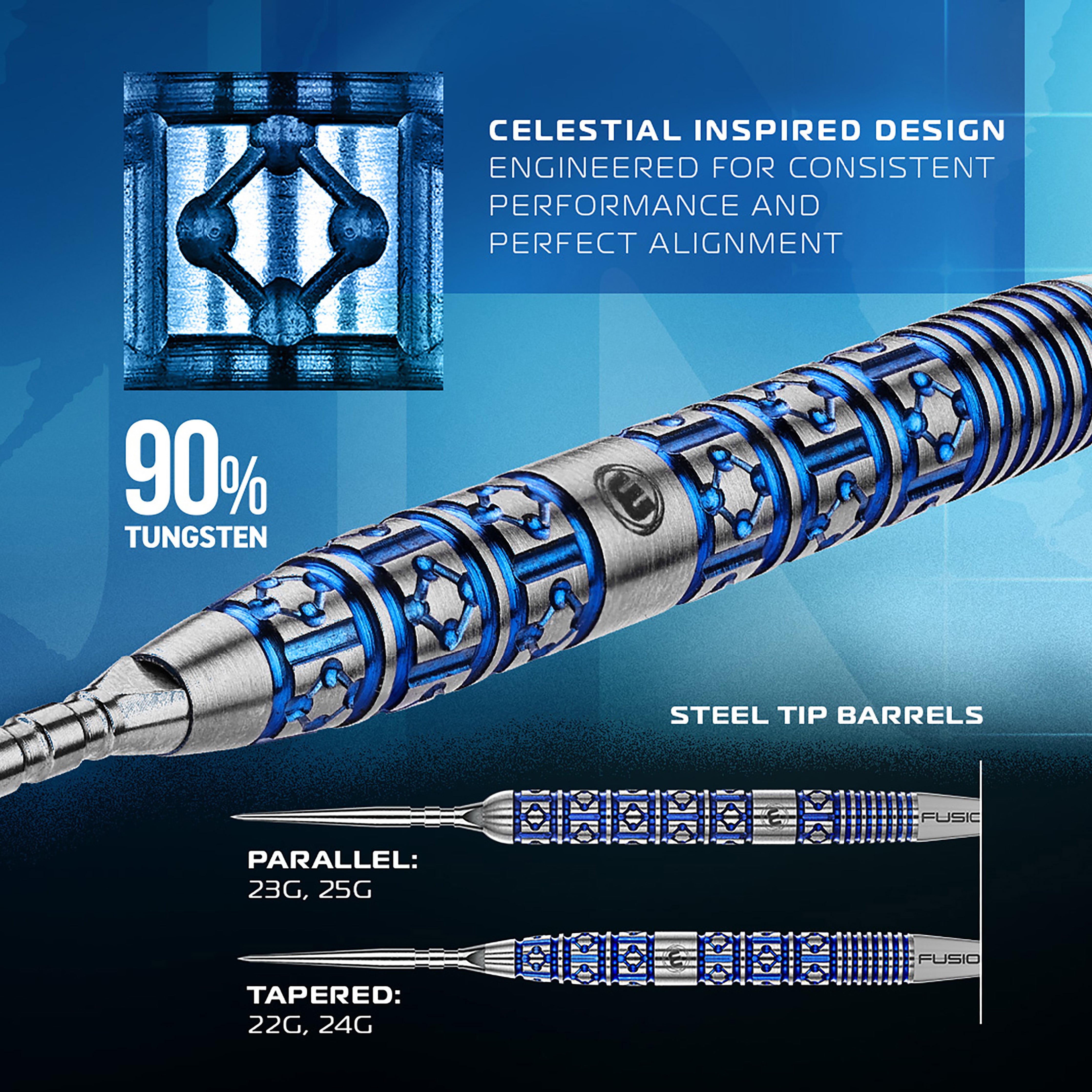 Winmau Lunaris Tapered - 90% Tungsten Darts - Switch Point System - 22g 24g