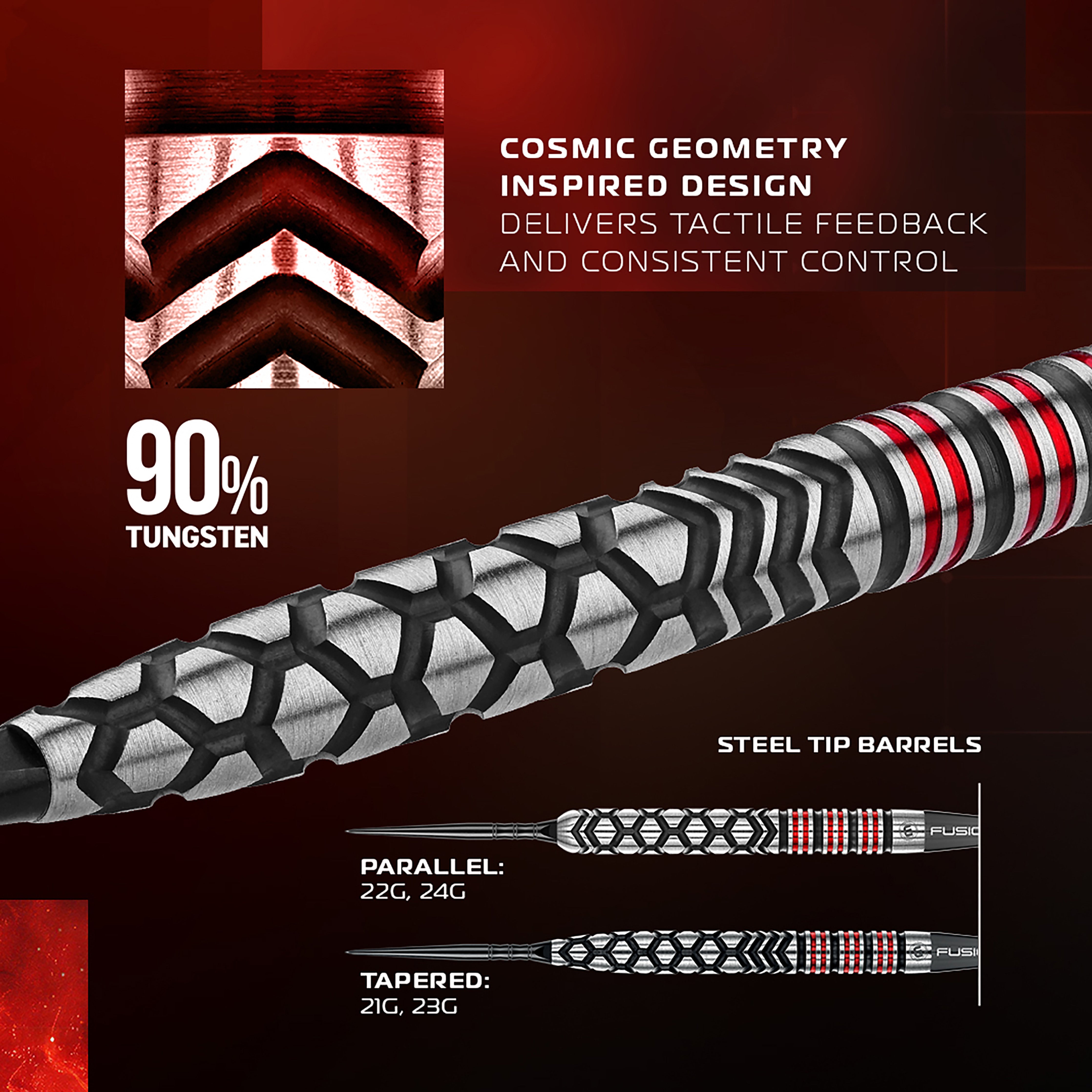 Winmau Fornax Parallel - 90% Tungsten Darts - Switch Point System - 22g 24g