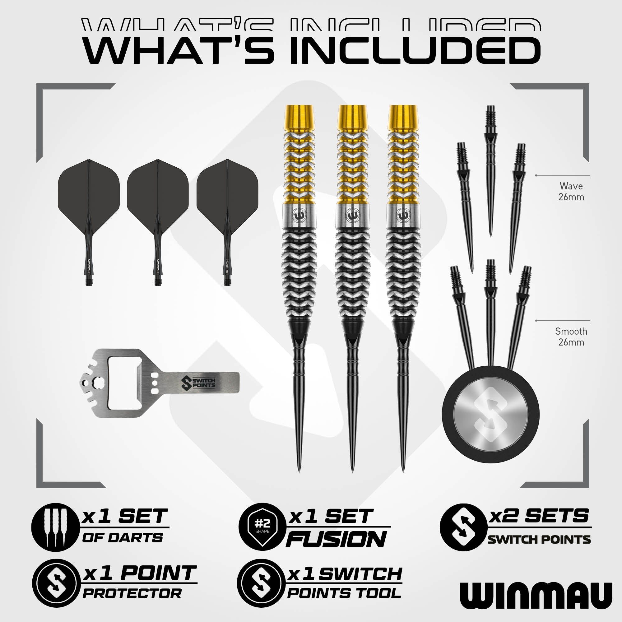 Winmau Exion - Torpedo - Switch Points - 90% Tungsten Darts - 22g 23g 24g