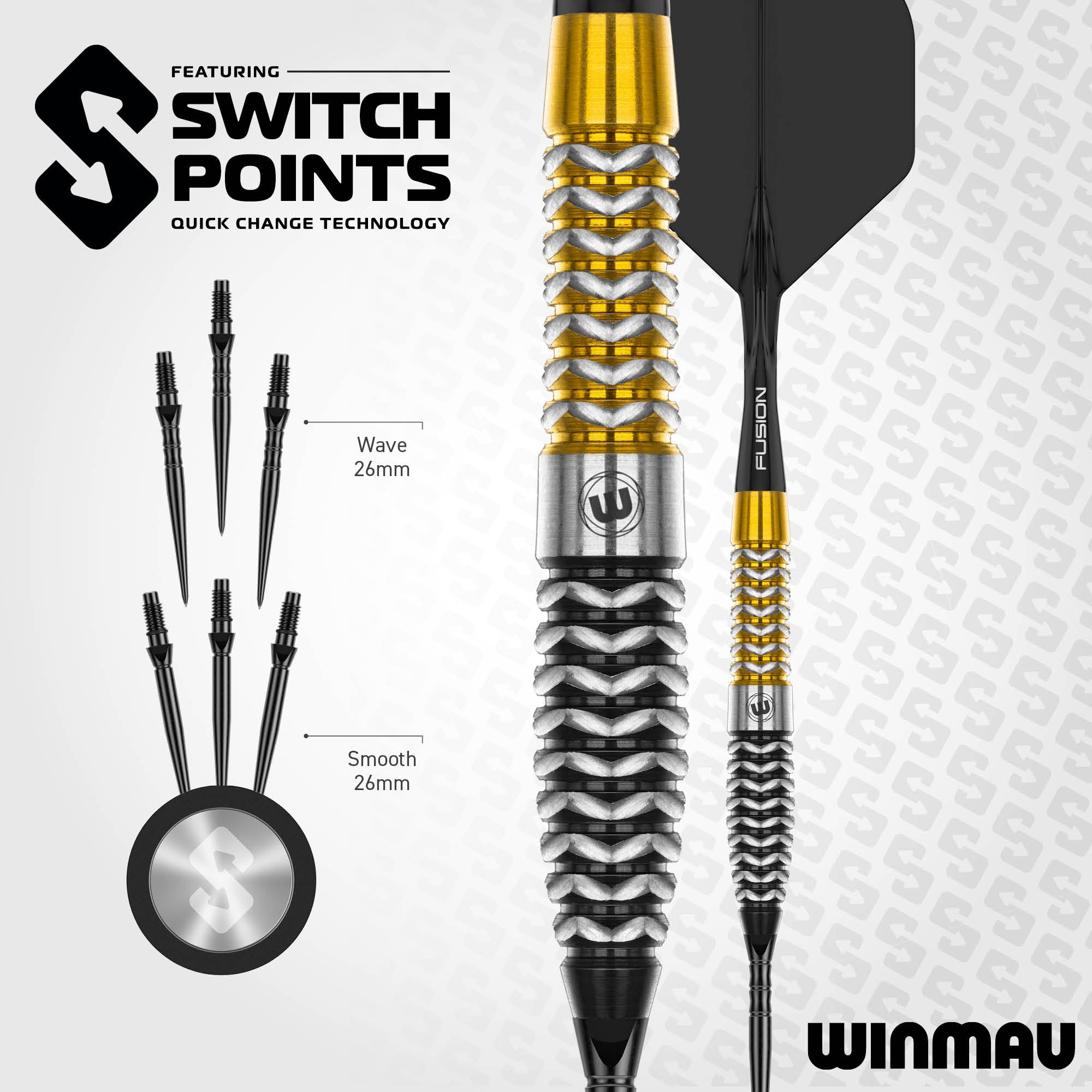 Winmau Exion - Torpedo - Switch Points - 90% Tungsten Darts - 22g 23g 24g