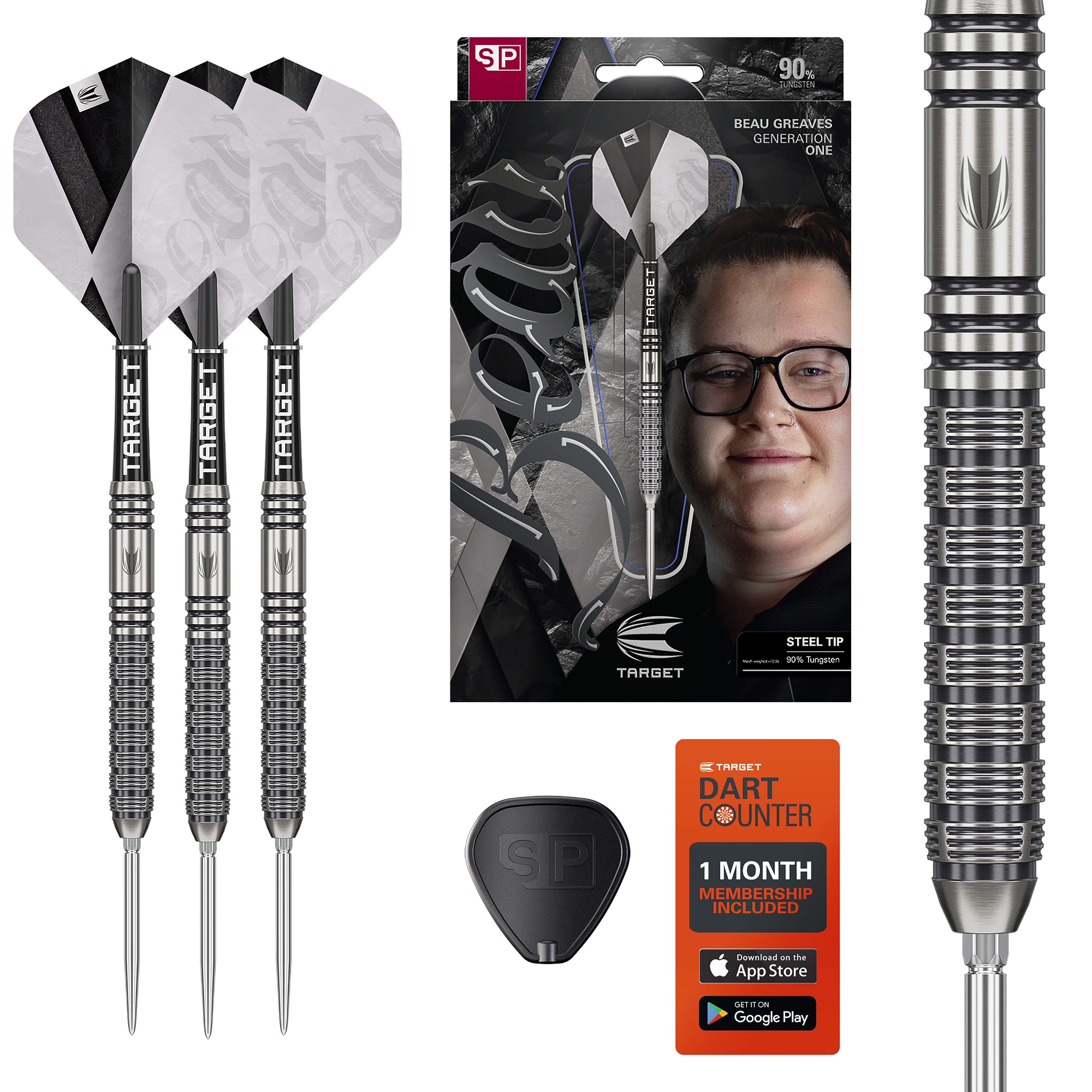 Target Beau Greaves G1 - 90% Tungsten Darts - Swiss Points - 23g 25g