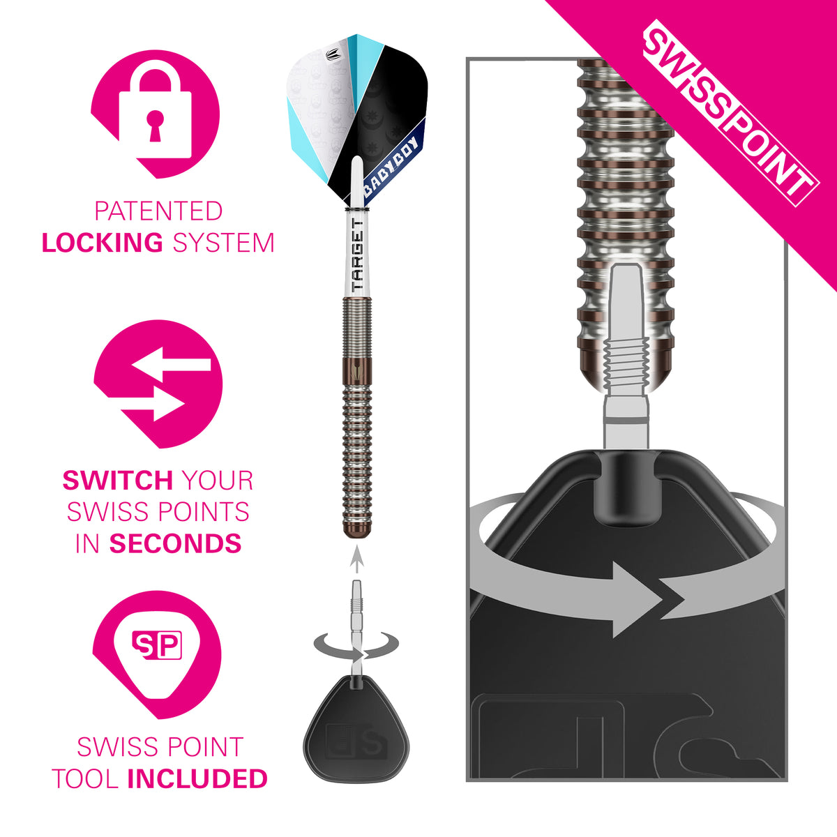Target Adam Lipscombe - Babyboy - 90% Tungsten SP Steel Tip Darts - 25g