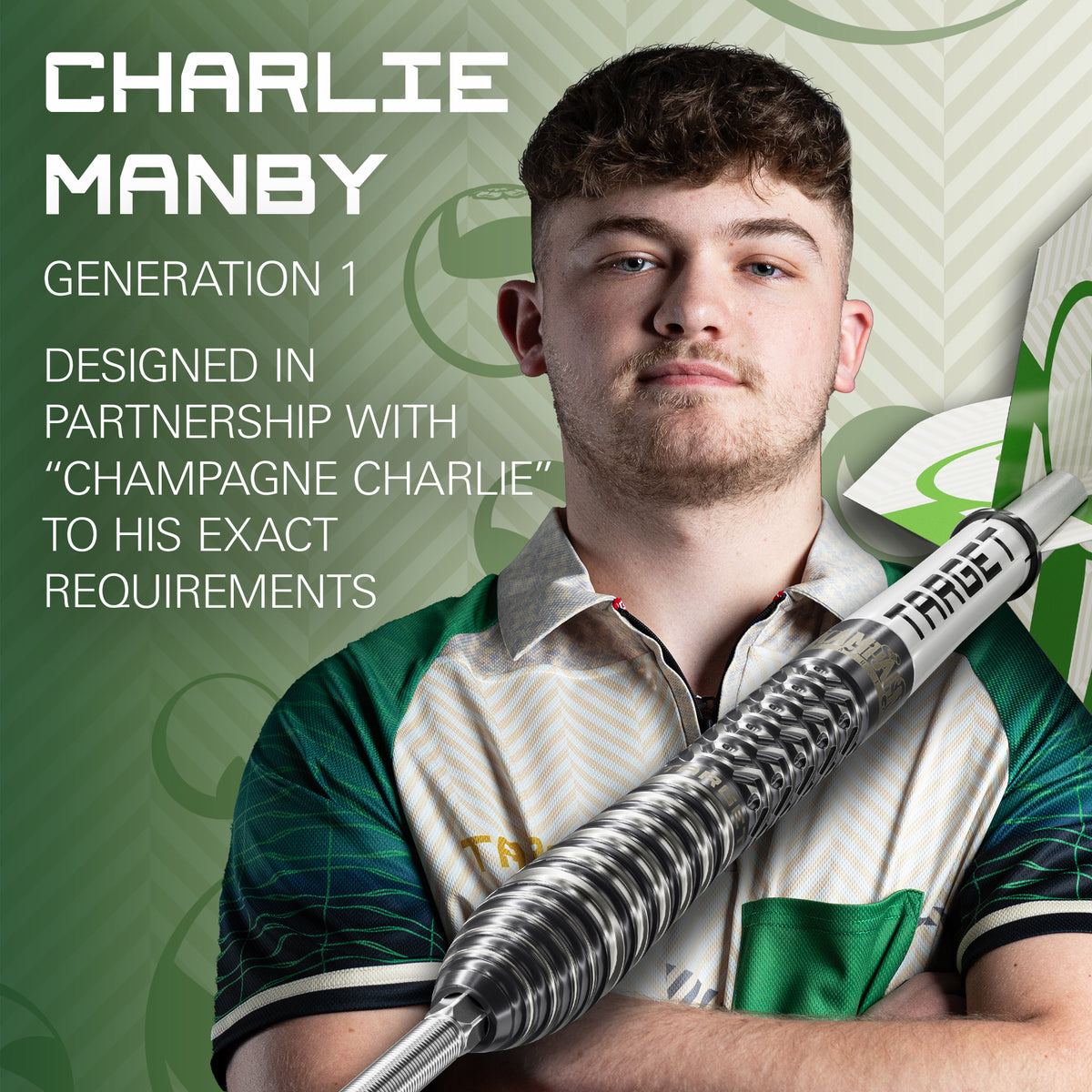 Target Charlie Manby - Champagne - 95% Tungsten SP Steel Tip Darts - 22g 23g 25g