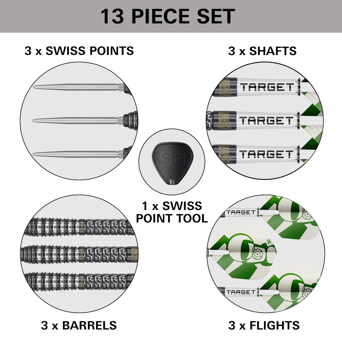 Target Charlie Manby - Champagne - 95% Tungsten SP Steel Tip Darts - 22g 23g 25g