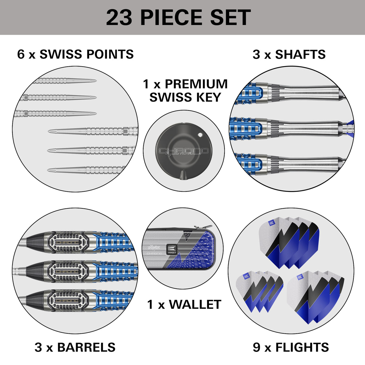 Target Phil Taylor Power - Chrono - 95% Tungsten SP Steel Tip Darts - 22g 24g 26g