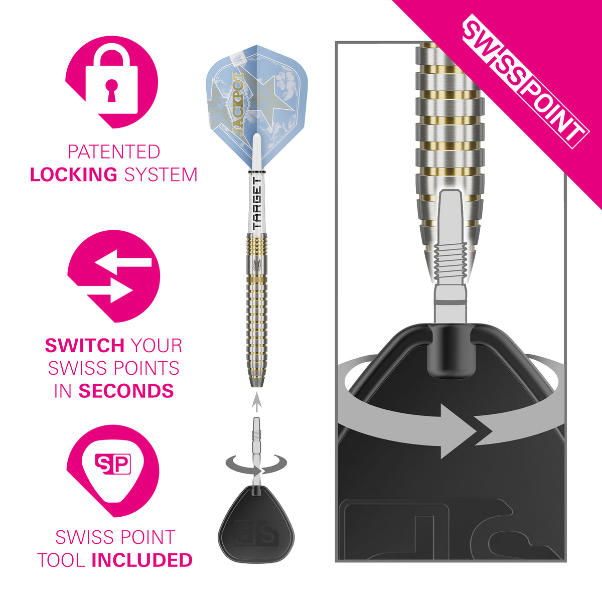 Target Adrian Jackpot Lewis - Showdown - 95% Tungsten SP Steel Tip Darts - 23g 25g
