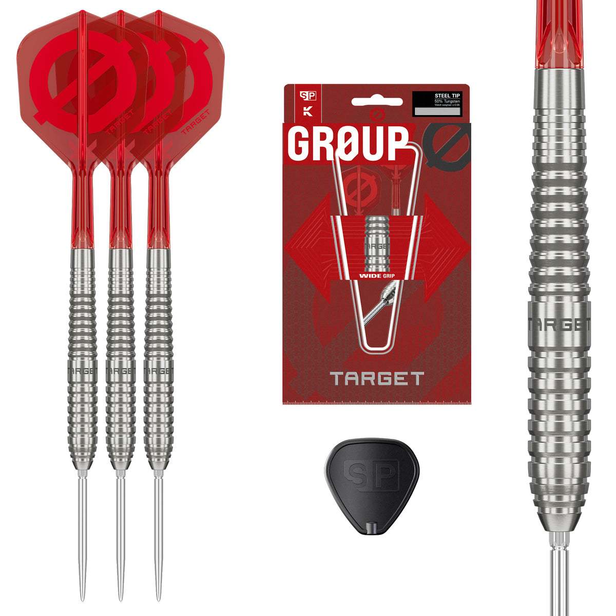 Target Group O 01 - 50% Tungsten SP Steel Tip Darts Set - 22g 23g 24g