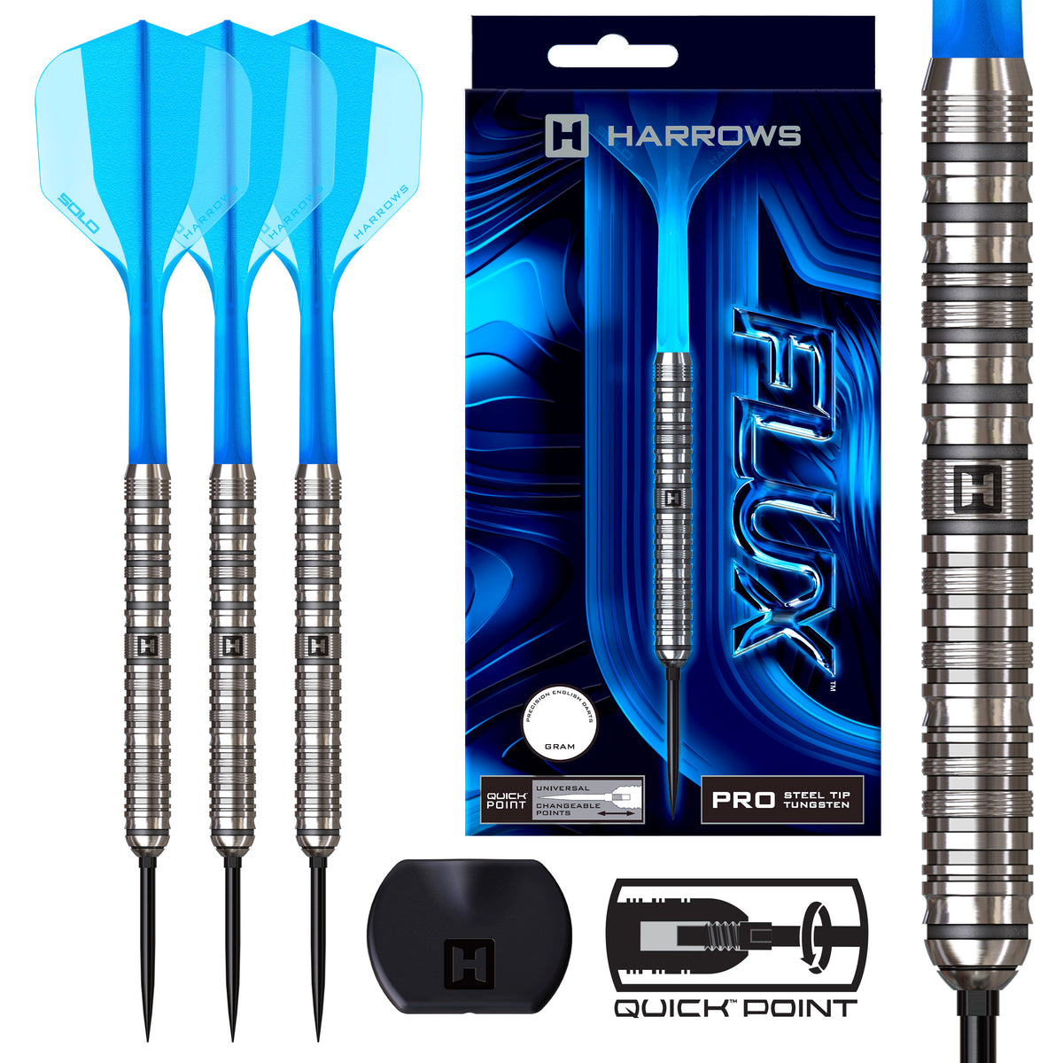 Harrows Flux - Pro Tungsten Quick Point Darts - 22g 23g 24g
