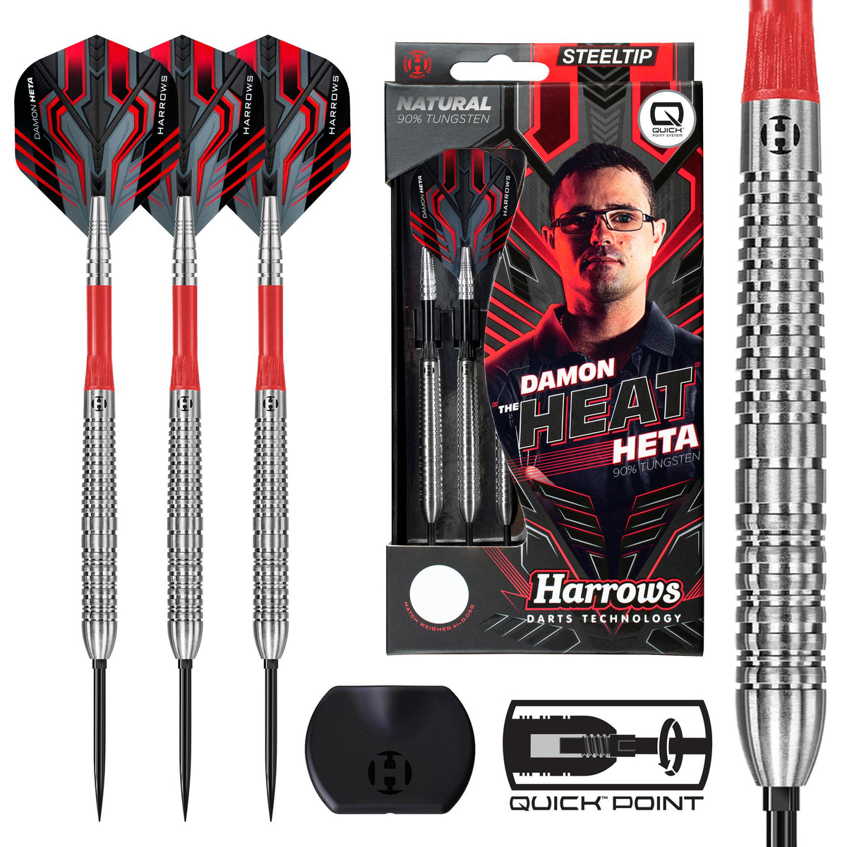 Harrows Damon Heta - Natural - 90% Tungsten - Quick Point Darts - 21g 23g 25g