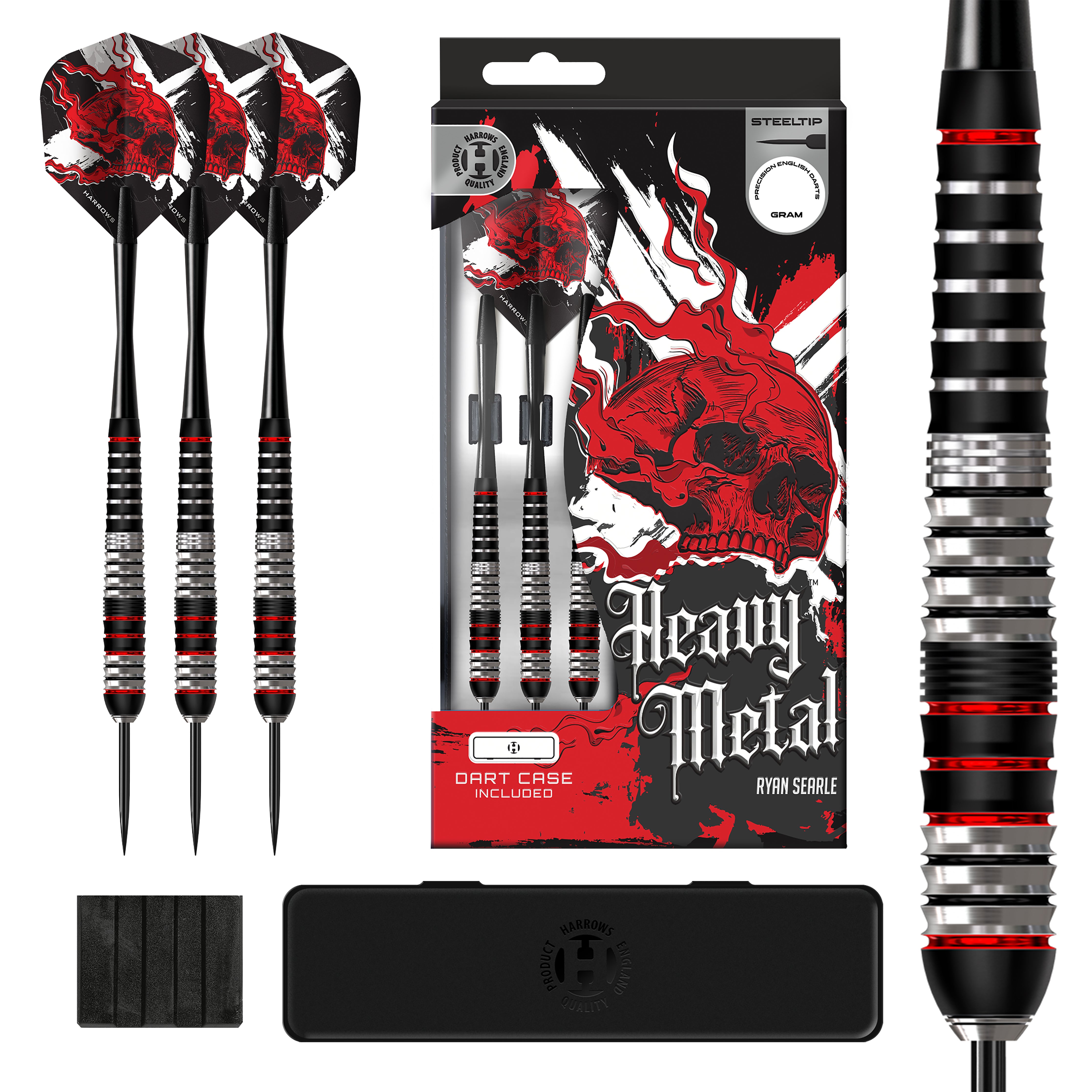 Harrows Heavy Metal - Stainless Steel Darts Set - 22g 24g 26g
