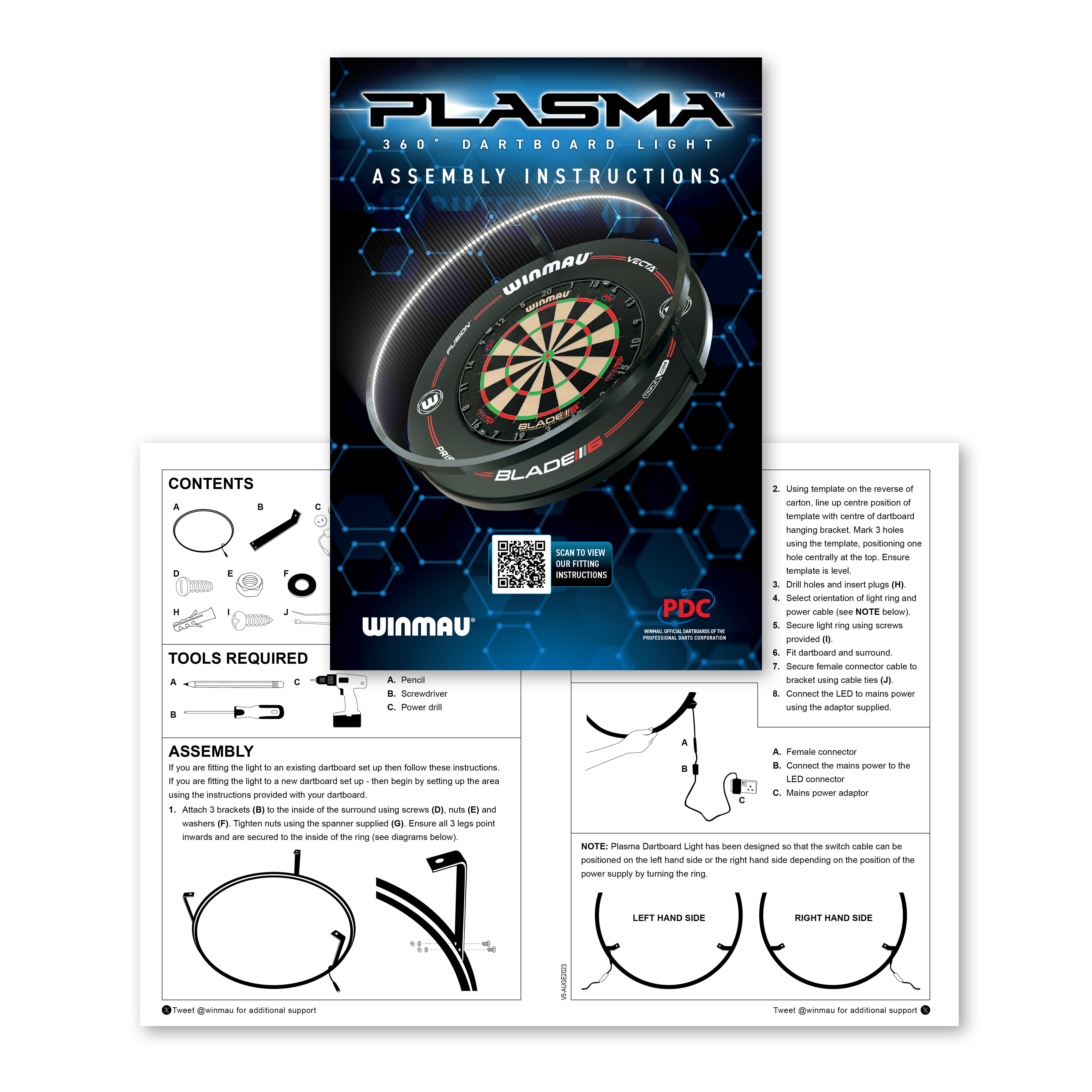 Winmau Plasma Dartboard Surround Light & Pro Line Original Black Surround Bundle