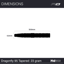 Red Dragon Dragonfly 95 Black Tapered Steel Tip Darts - 95% Tungsten - 23g 25g