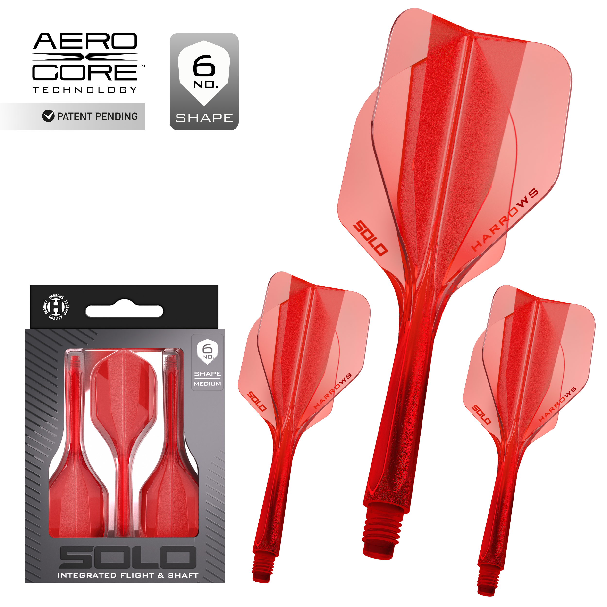Harrows Solo Integrated Dart Flight & Shaft System - Red
