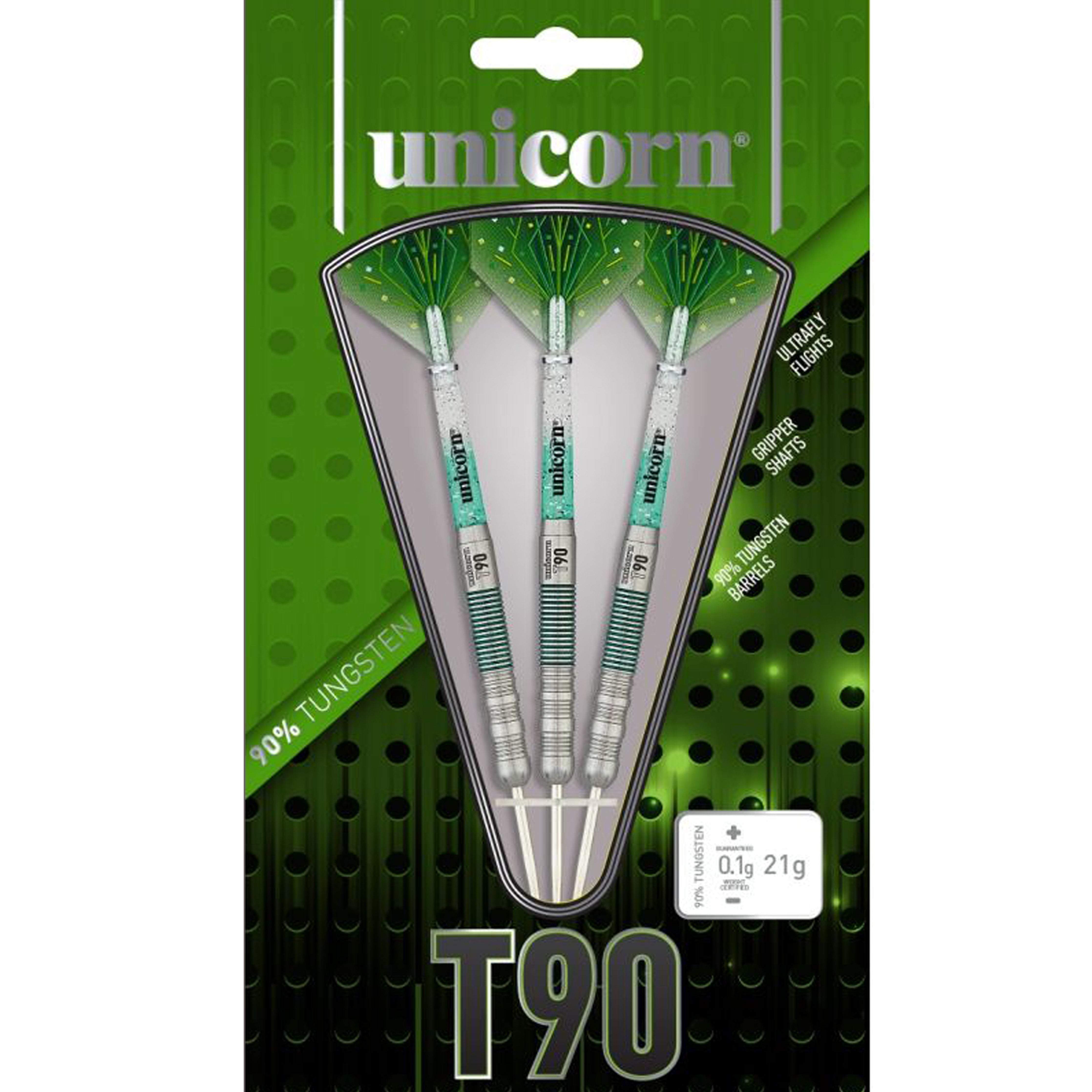 Unicorn T90 Core XL - Steel Tip Darts - 90% Tungsten - Green - 20g 22g