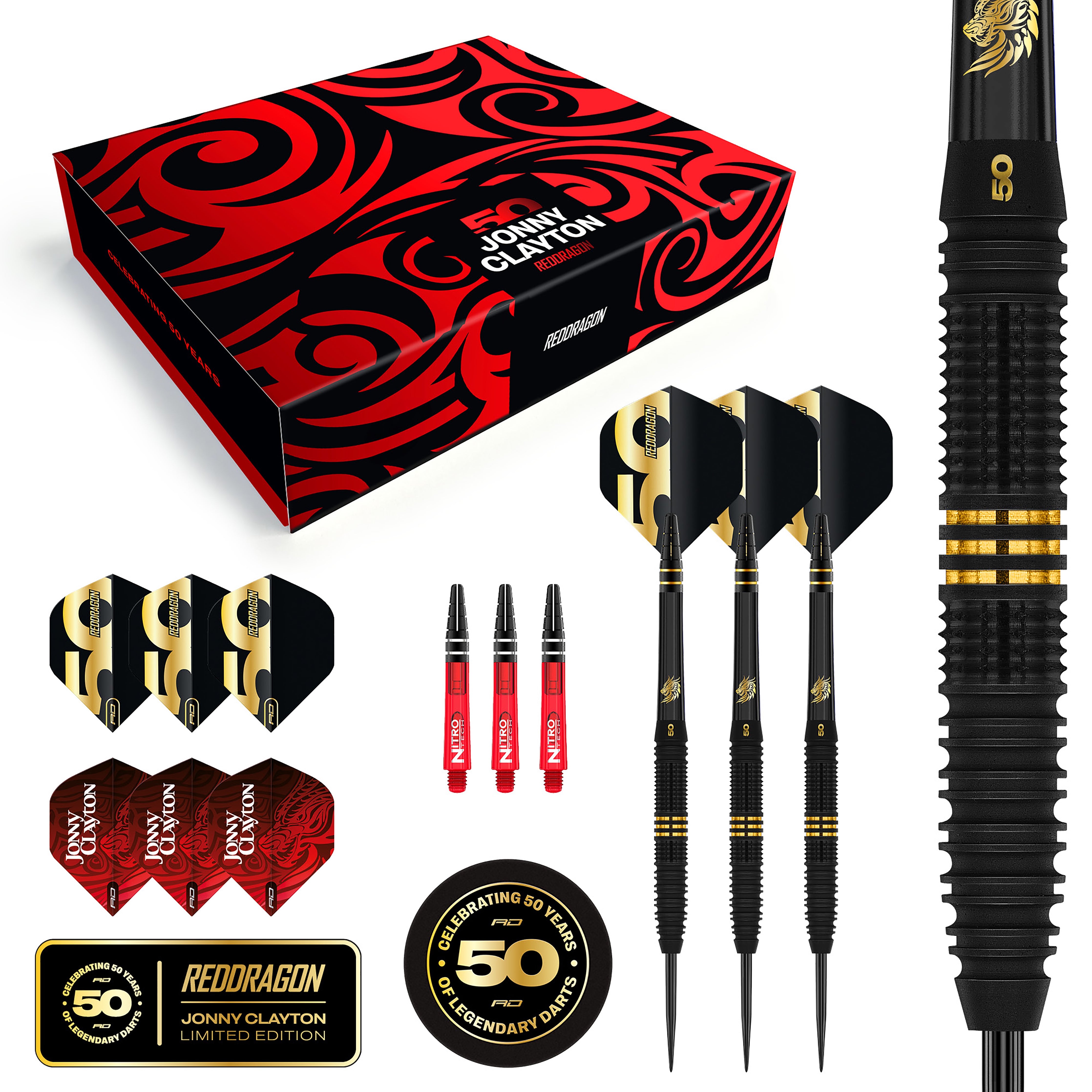 Red Dragon Jonny Clayton - 50 Years Player Edition - 90% Tungsten Darts - 22g