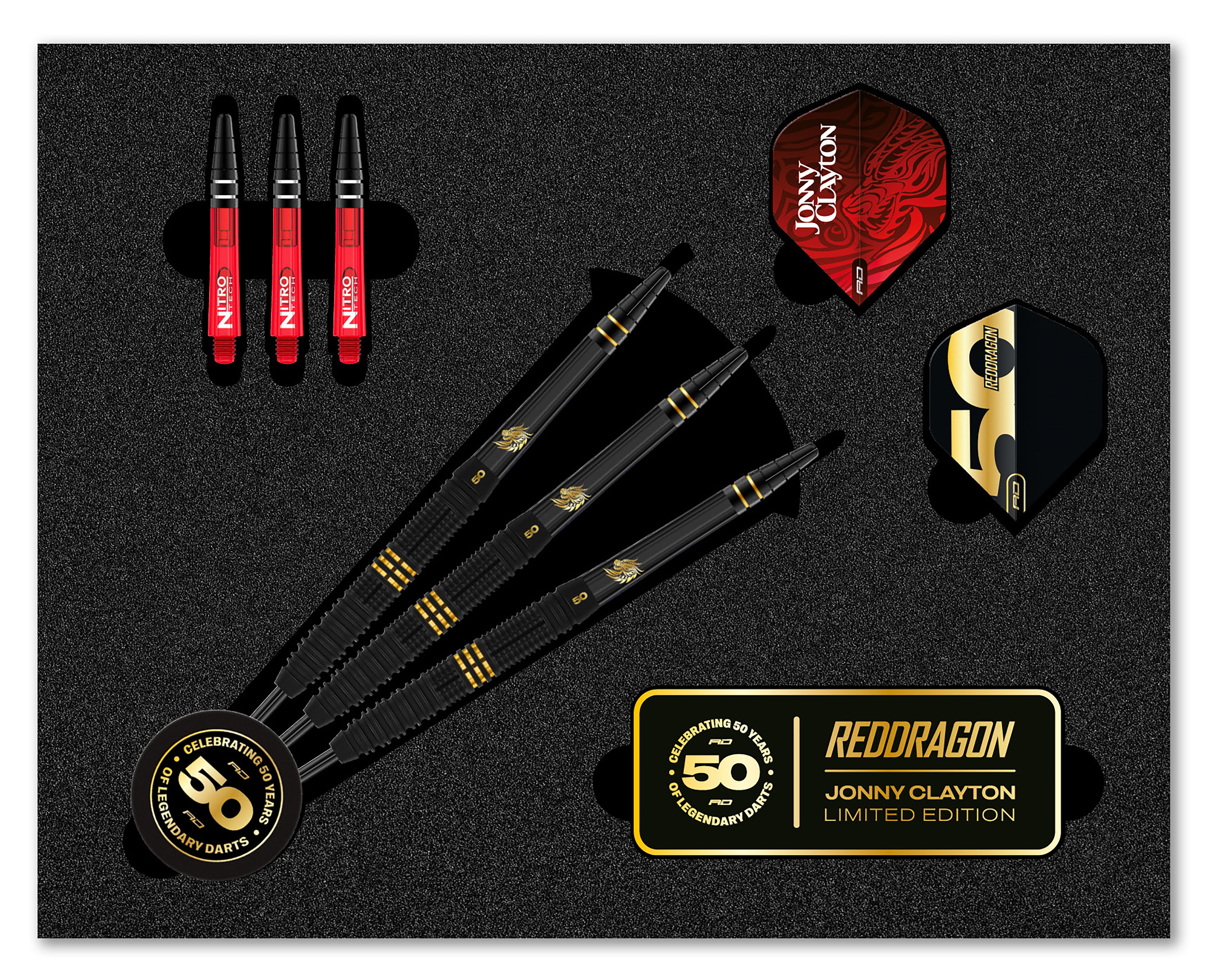 Red Dragon Jonny Clayton - 50 Years Player Edition - 90% Tungsten Darts - 22g