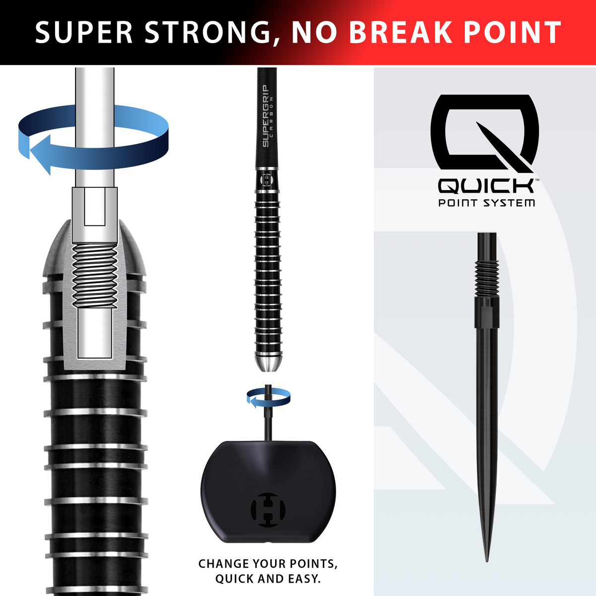 Harrows Supergrip Ultra - 90% Tungsten Darts - Quick Point - 21g-30g