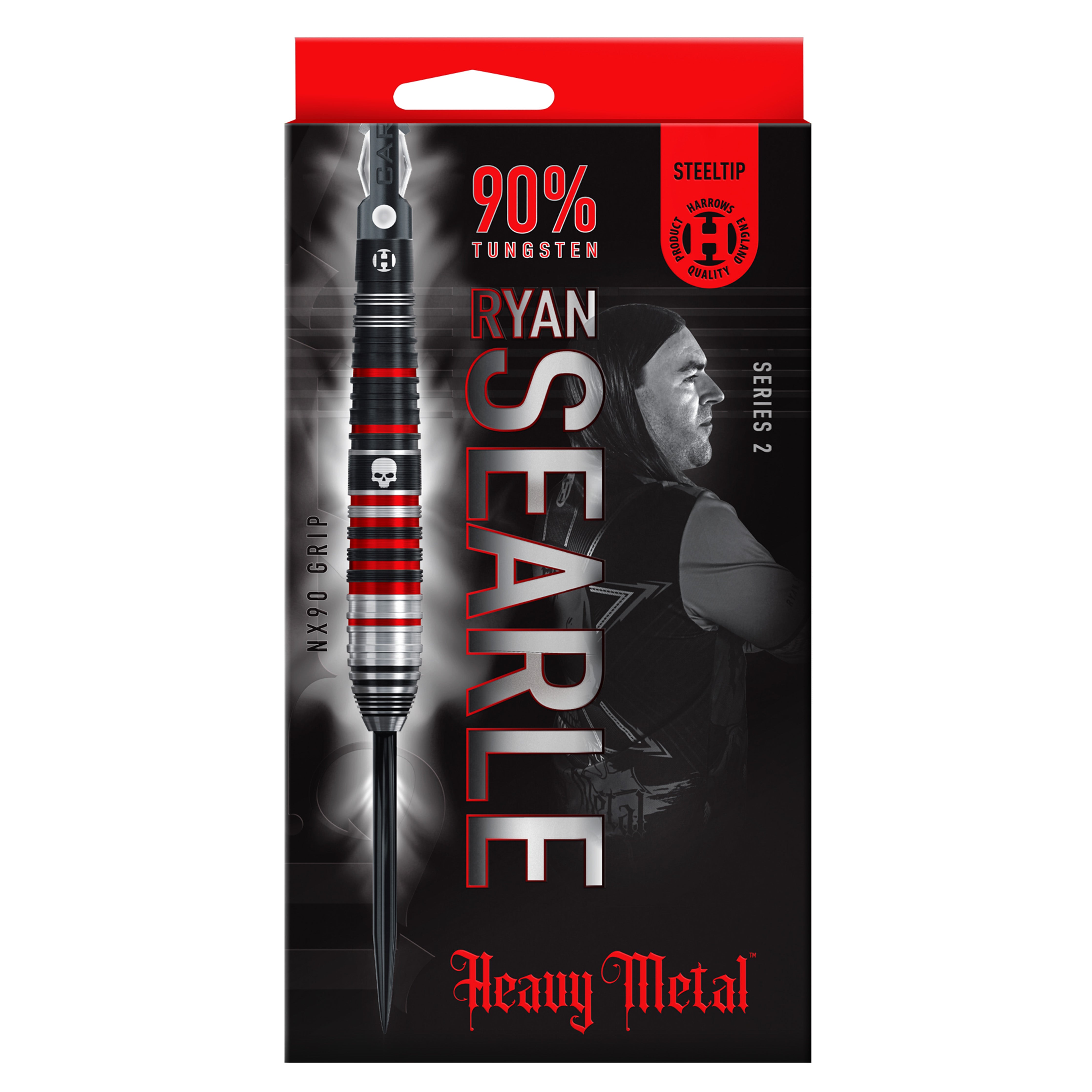 Harrows Ryan 'Heavy Metal' Searle Series 2 Steel Tip Darts Set - 90% Tungsten - 22g to 32g