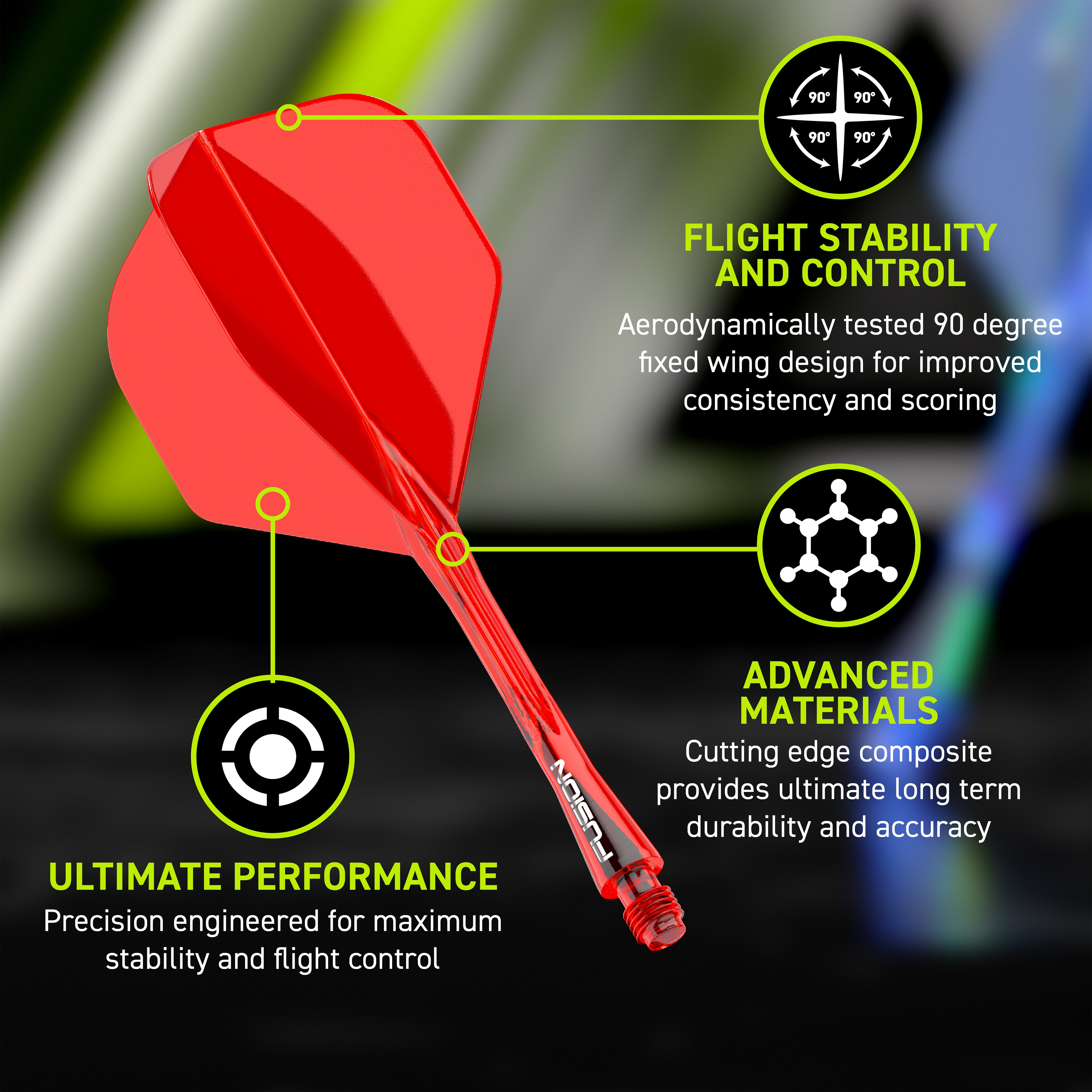 Winmau Fusion Integrated Flight & Shaft System - No2 - Red