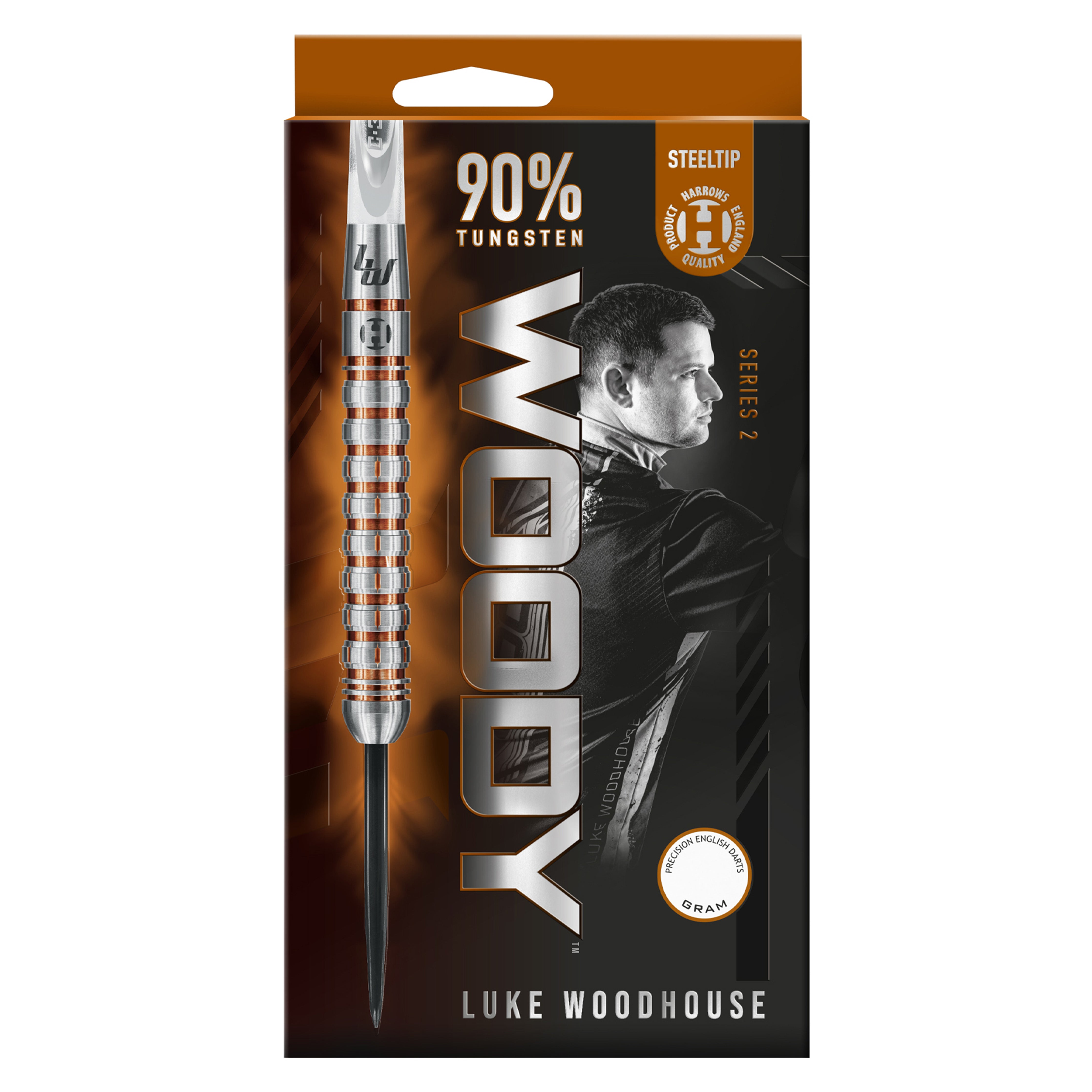Harrows Luke 'Woody' Woodhouse Series 2 Steel Tip Darts Set - 90% Tungsten - 21g 23g 25g