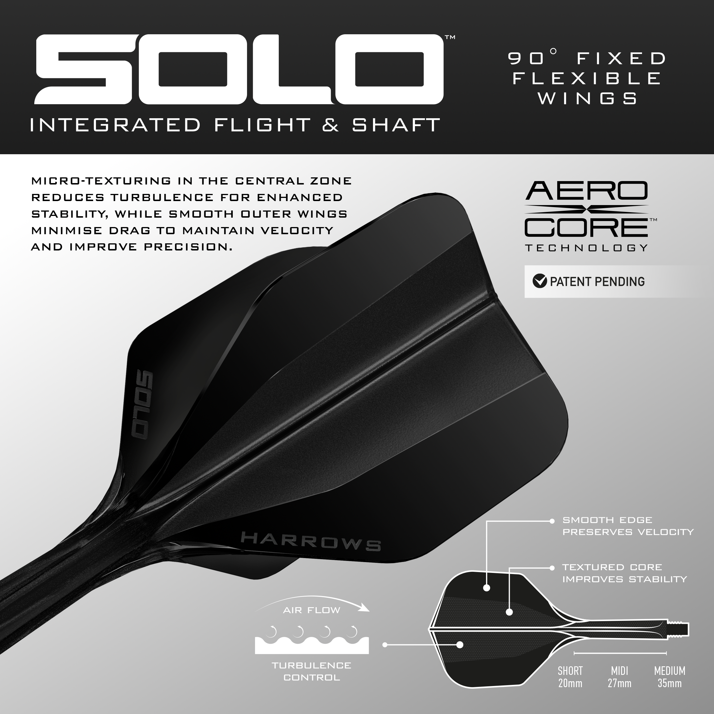 Harrows Solo Integrated Dart Flight & Shaft System - Black