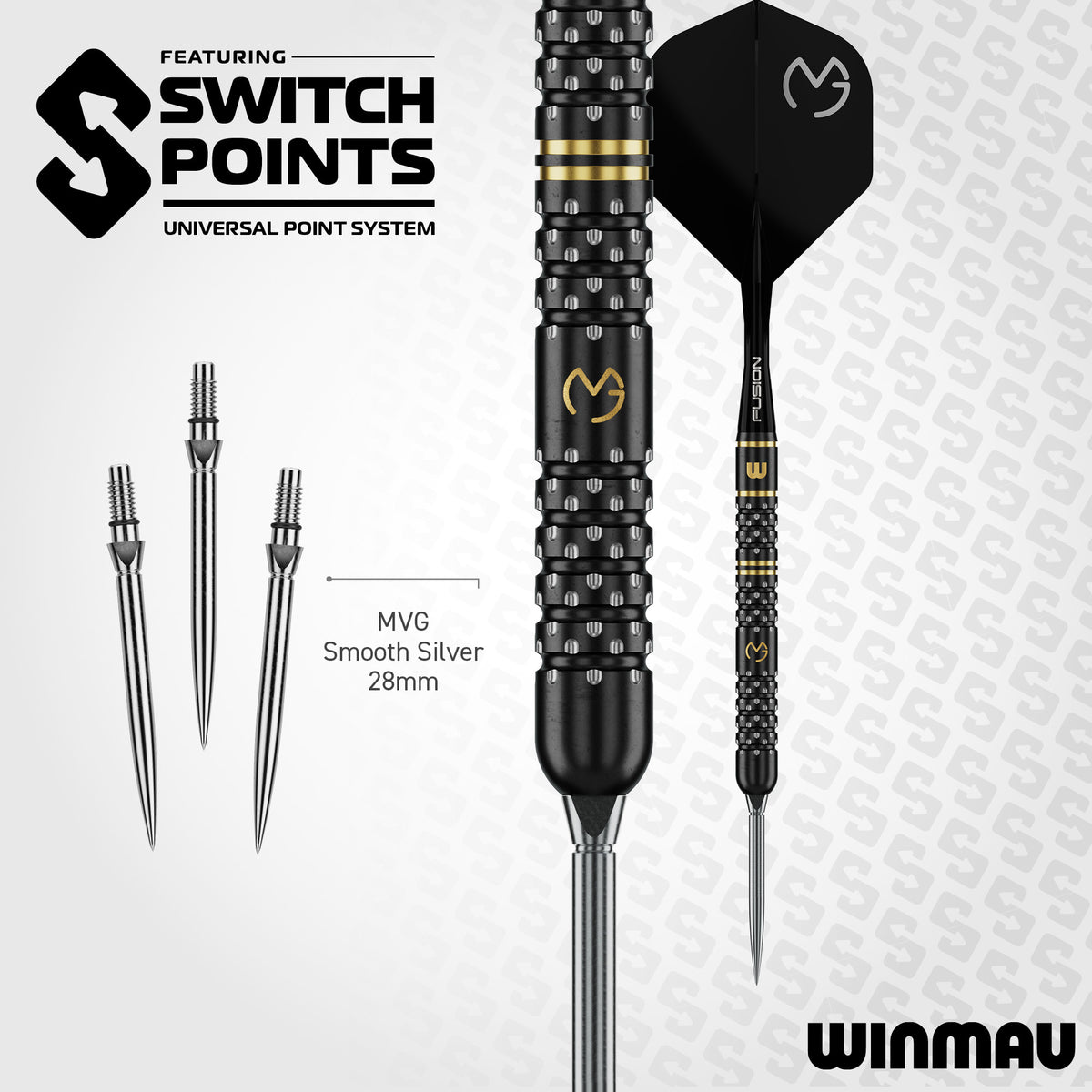 Winmau Michael van Gerwen W-Max - MVG - 90% Tungsten - Switch Point Darts - 22g 23g 24g