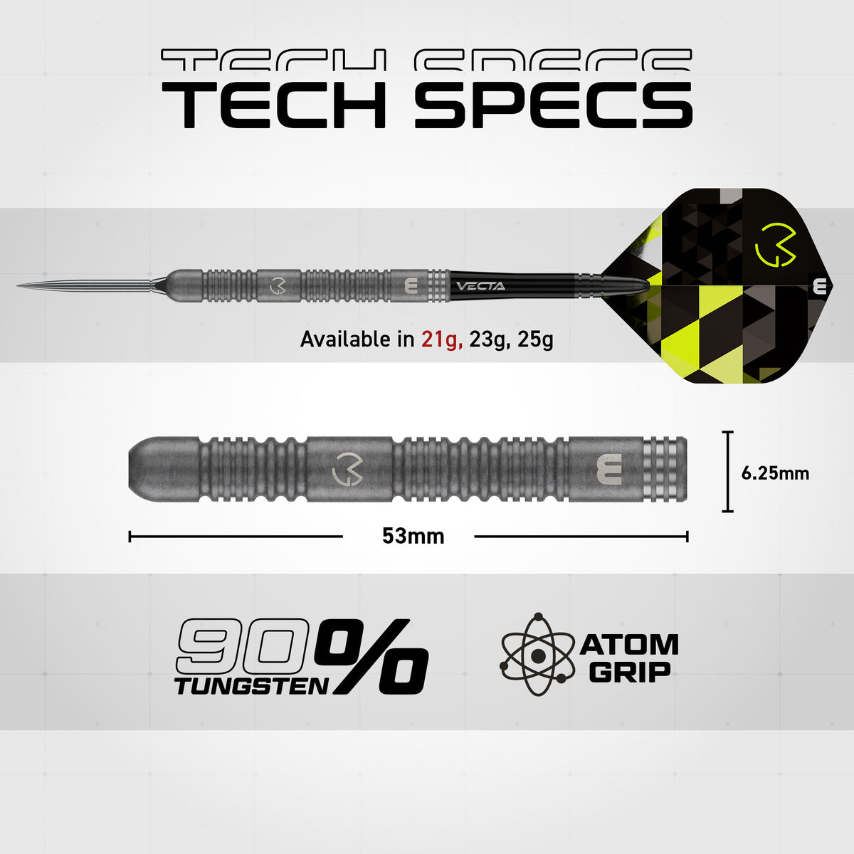 Winmau Michael van Gerwen TS - MVG - 90% Tungsten - Switch Point Darts - 21g 23g 25g