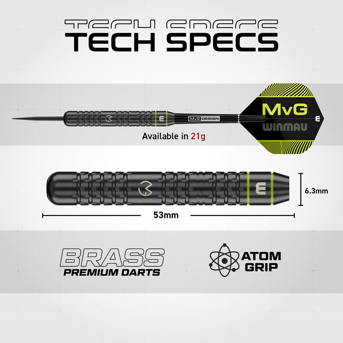Winmau Michael Van Gerwen - MVG - Core Brass Darts Set - 21g