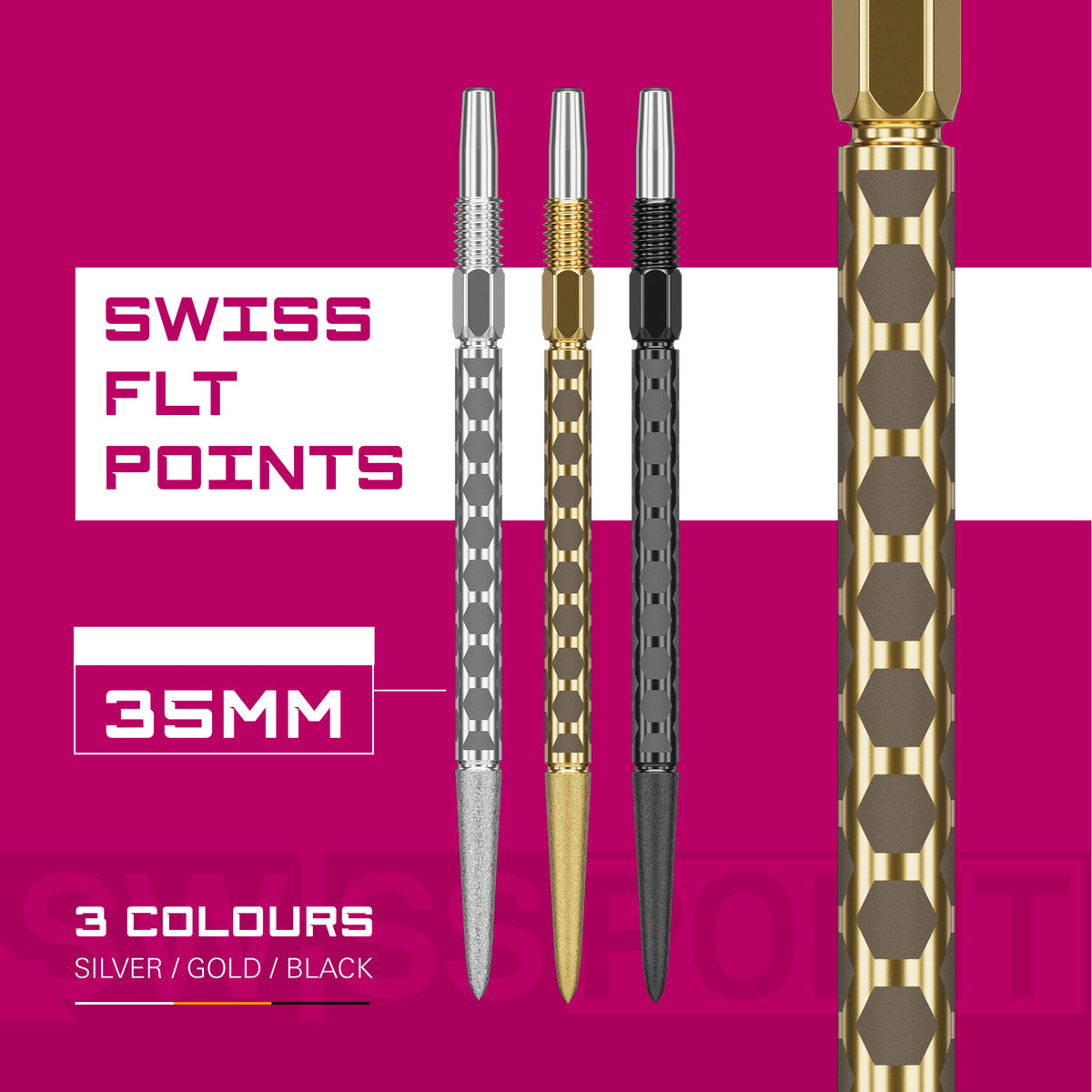 Target Swiss FLT Dart Points - Gold - 30mm 35mm 42mm