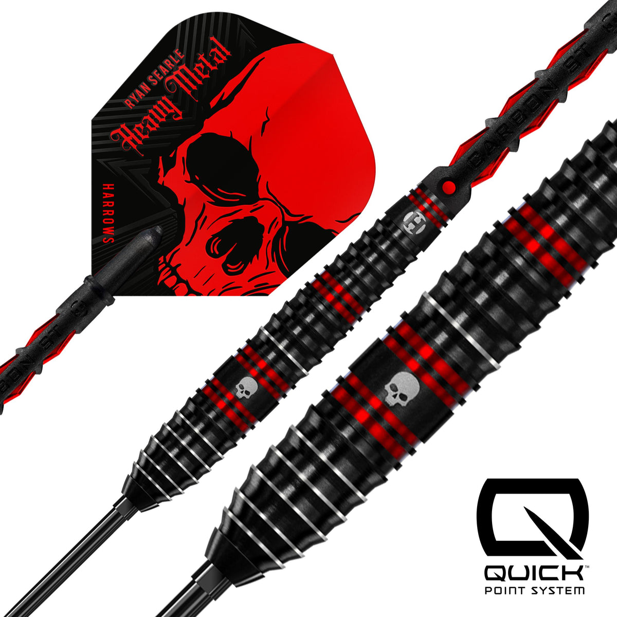 Harrows Ryan Searle - Heavy Metal - 90% Tungsten - Quick Point Darts - 22g - 32g