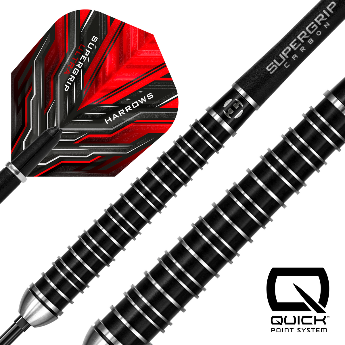 Harrows Supergrip Ultra - 90% Tungsten Darts - Quick Point - 21g-30g
