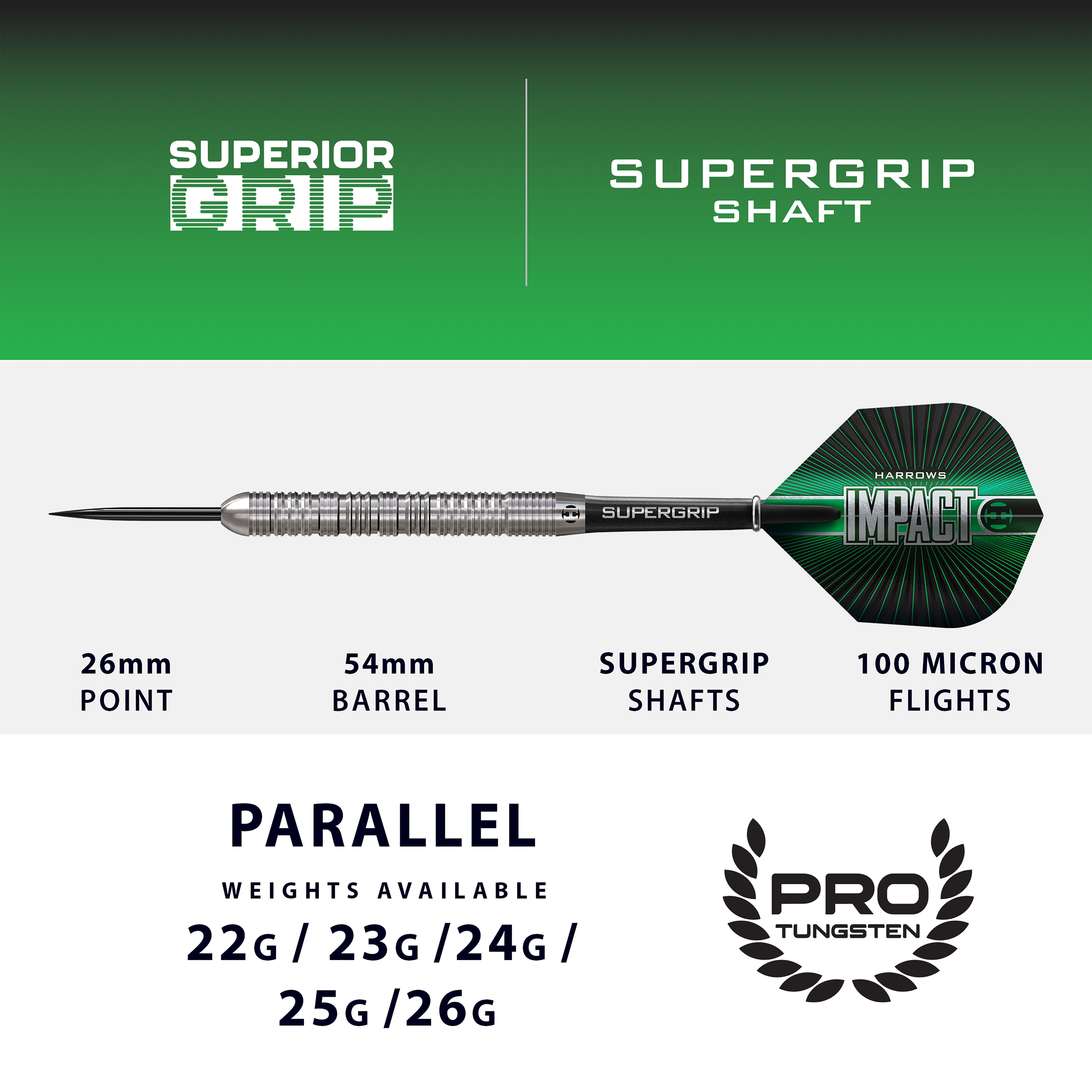Harrows Impact Tungsten Darts - 22g - 26g