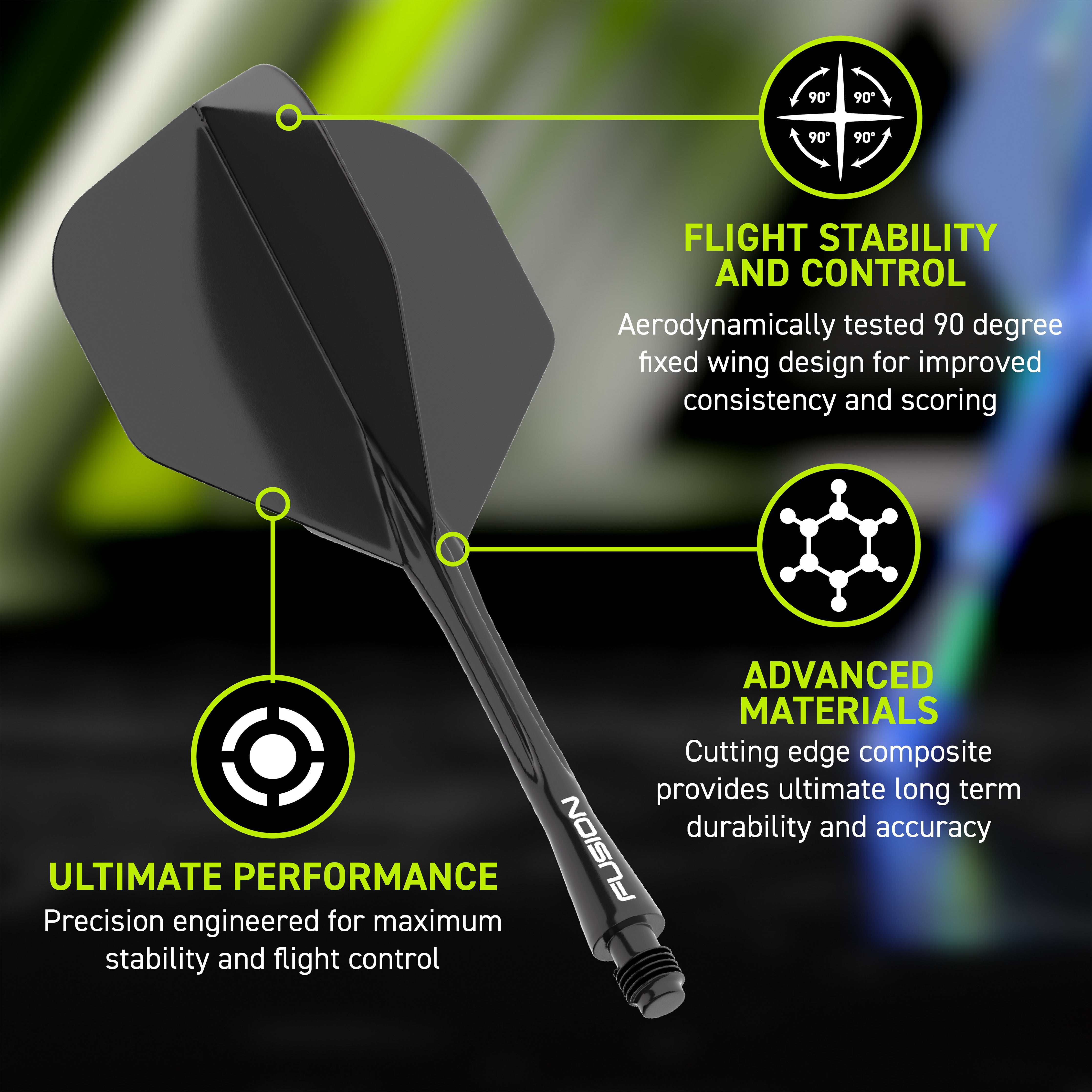 Winmau Fusion Integrated Flight & Shaft System - No6 - Black