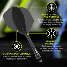 Winmau Fusion Integrated Flight & Shaft System - No6 - Black