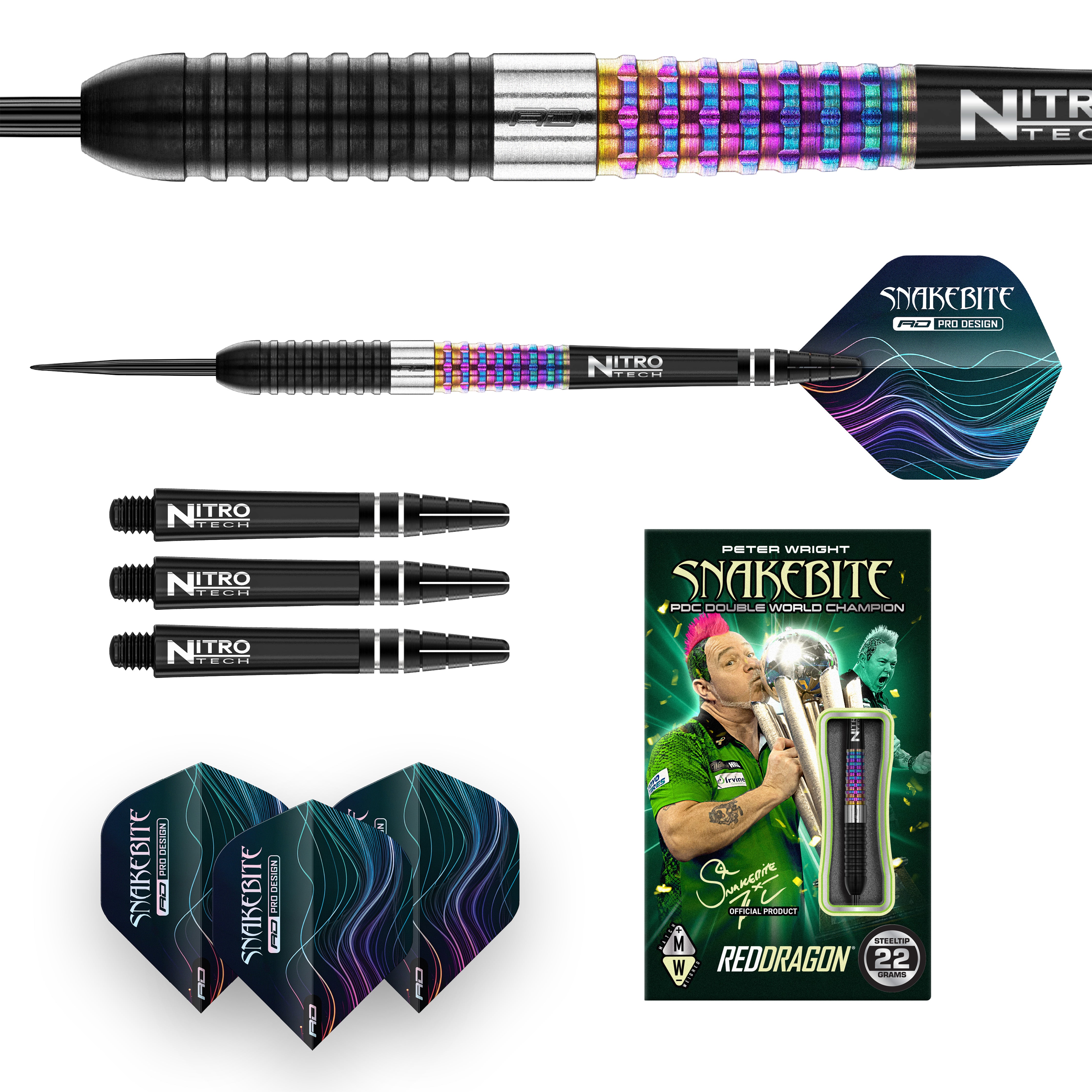 Red Dragon Peter Wright Corra Steel Tip Darts - 90% Tungsten - 22g 23g 24g