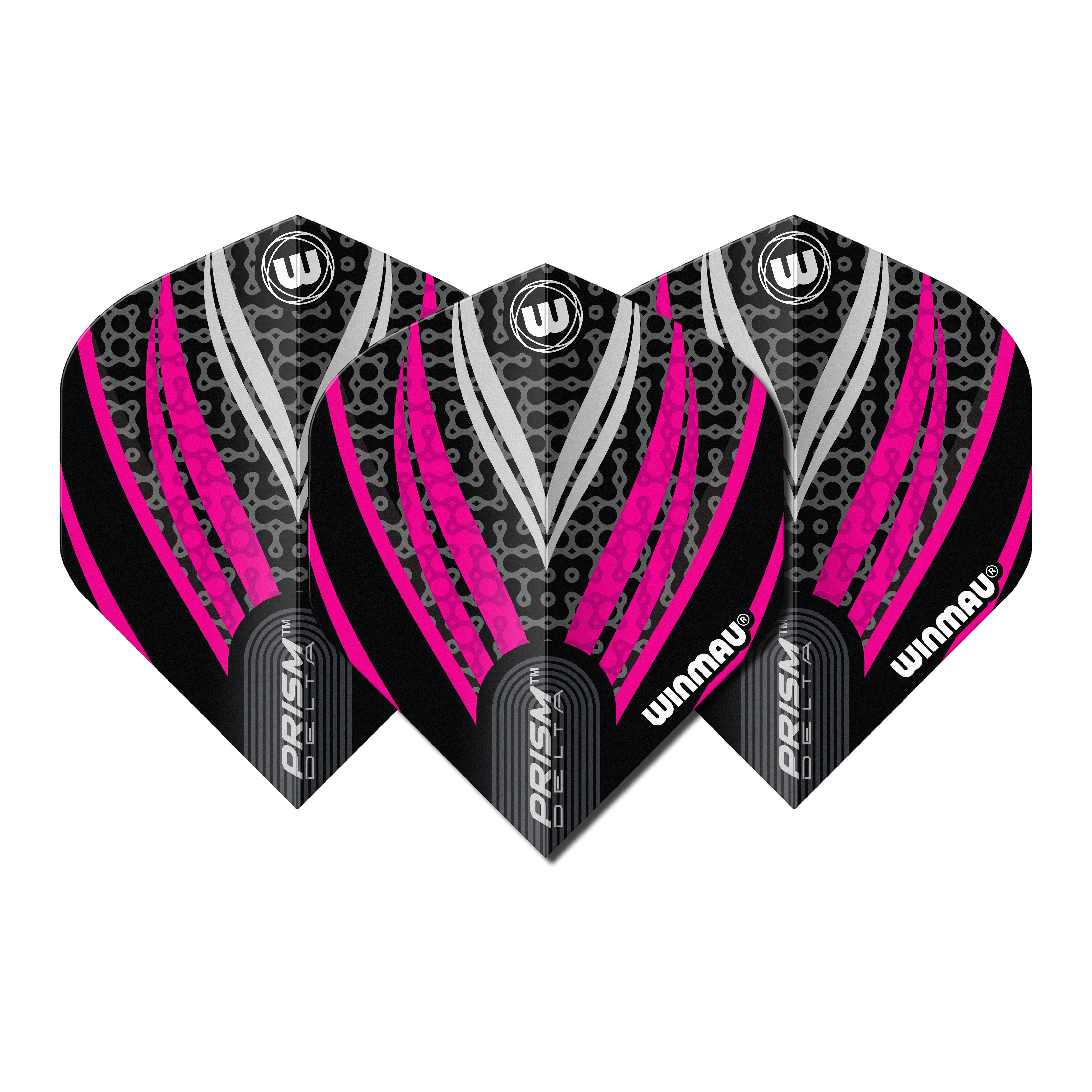 Winmau Prism Delta Standard No2 Dart Flights - Black, White & Pink