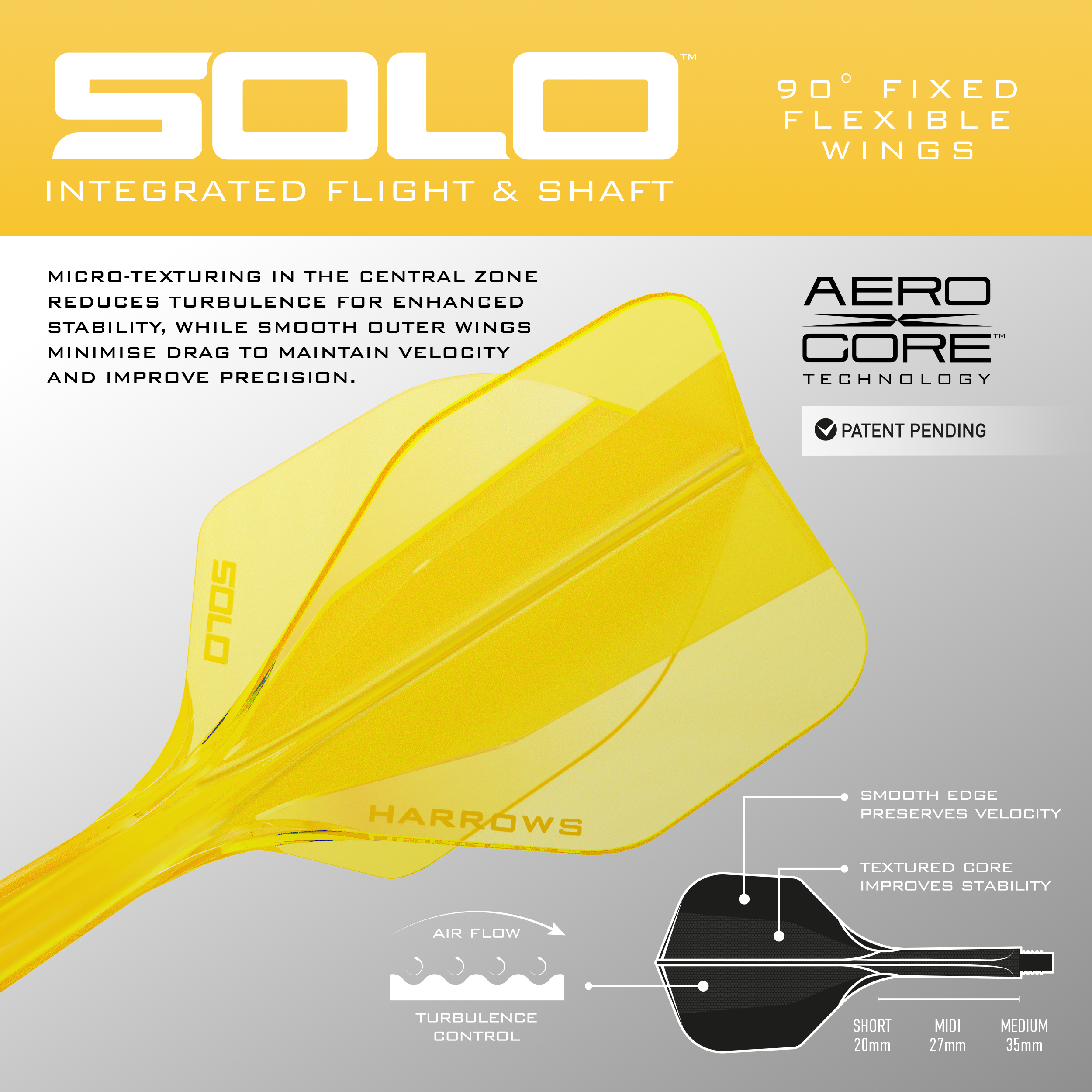 Harrows Solo Integrated Dart Flight & Shaft System - Yellow