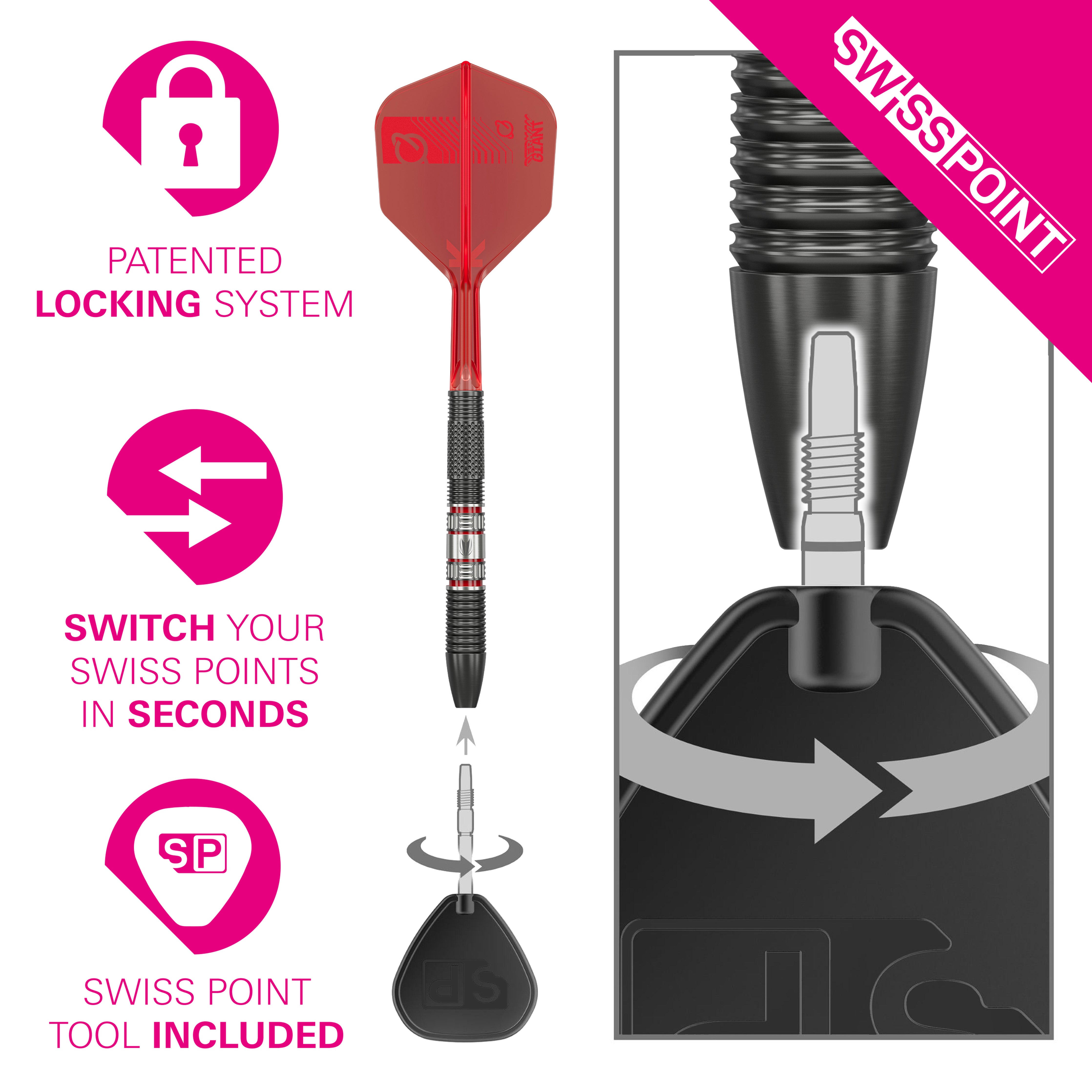 Target Clemens 95K SP Steel Tip Dart Set - 95% Tungsten - 21g 22g 23g